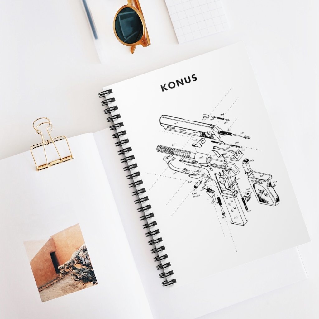 Konus Brand Spiral Notebook with ruled line pages and a colorful printed cover, featuring a black back cover.