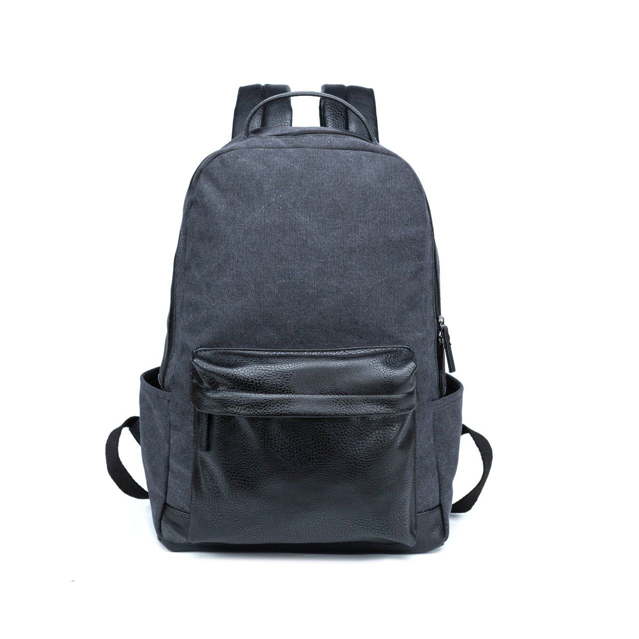 Landen Canvas Backpack featuring durable canvas material, vegan leather details, padded straps, and multiple pockets.