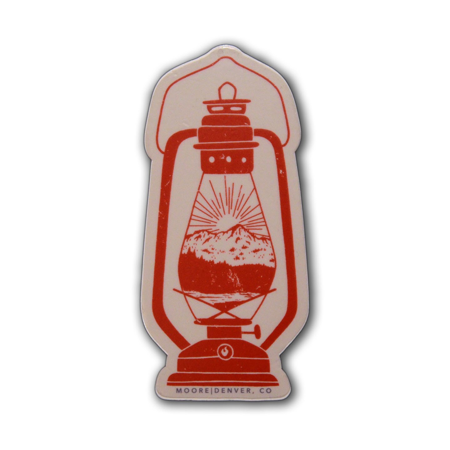 A waterproof vinyl Lantern Sticker featuring a nostalgic red lantern design, perfect for outdoor enthusiasts.