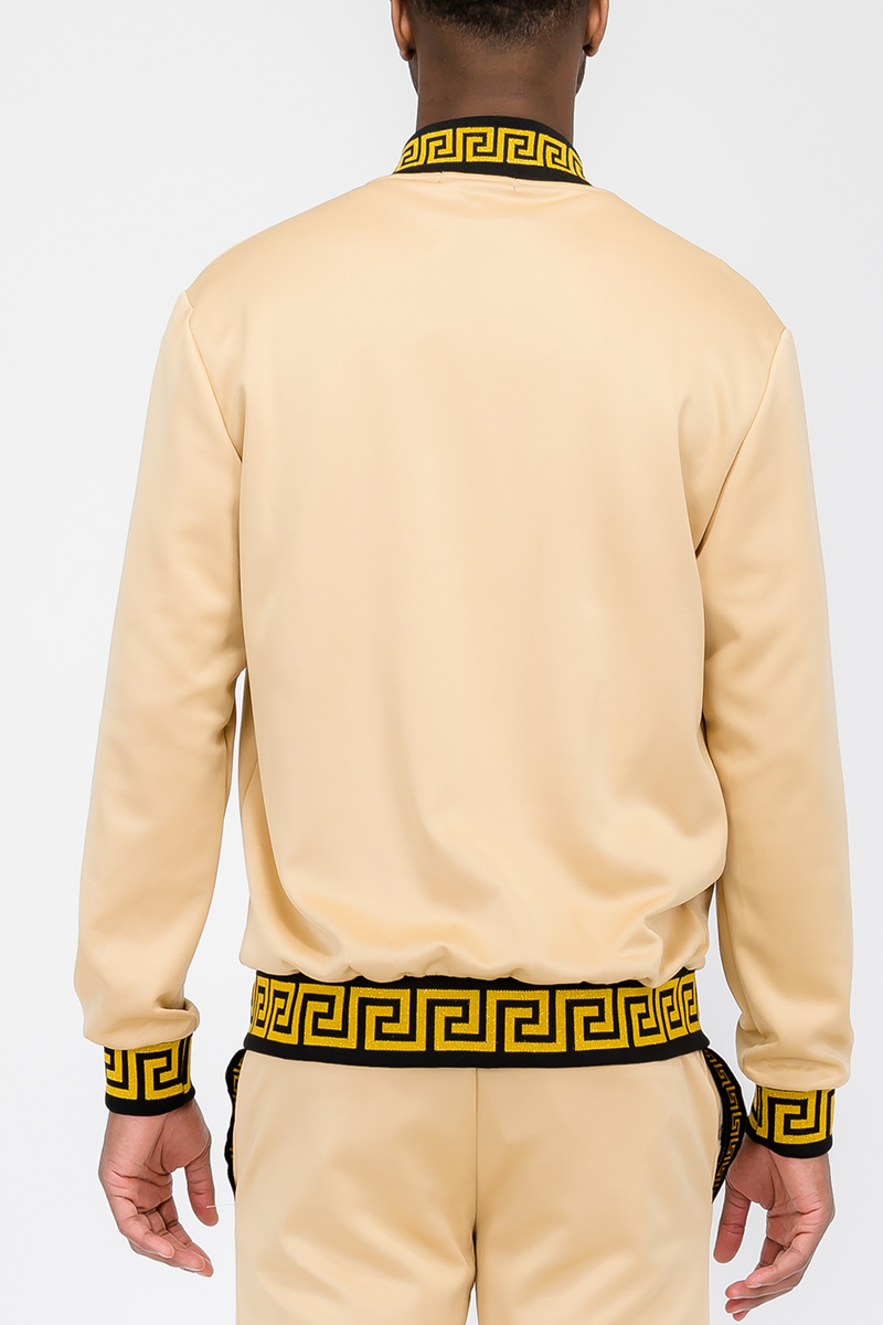 Men's Lion Head Embroidery Status Track Jacket featuring a lion head design on the chest, elastic waist, and standard pockets.