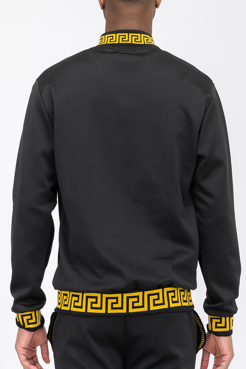 Men's Lion Head Embroidery Status Track Jacket featuring a lion head design on the chest, elastic waist, and standard pockets.