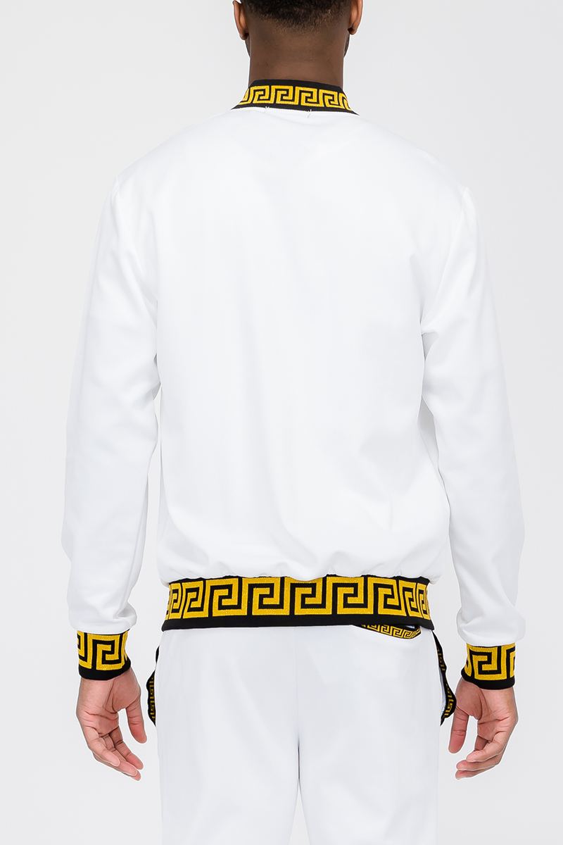 Men's Lion Head Embroidery Status Track Jacket featuring a lion head design on the chest, elastic waist, and standard pockets.