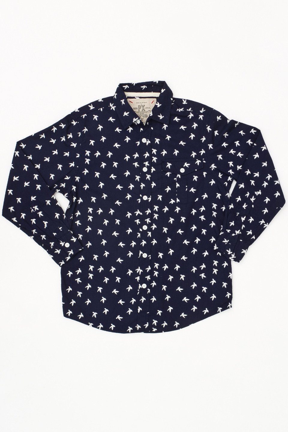 A stylish long sleeve woven shirt featuring vibrant graphic prints, perfect for casual or formal occasions.