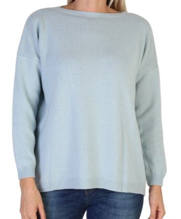 Maglia Donna Scollo Barca in Cashmere Rigenerato, design oversize e scollatura elegante, realizzata in Italia.