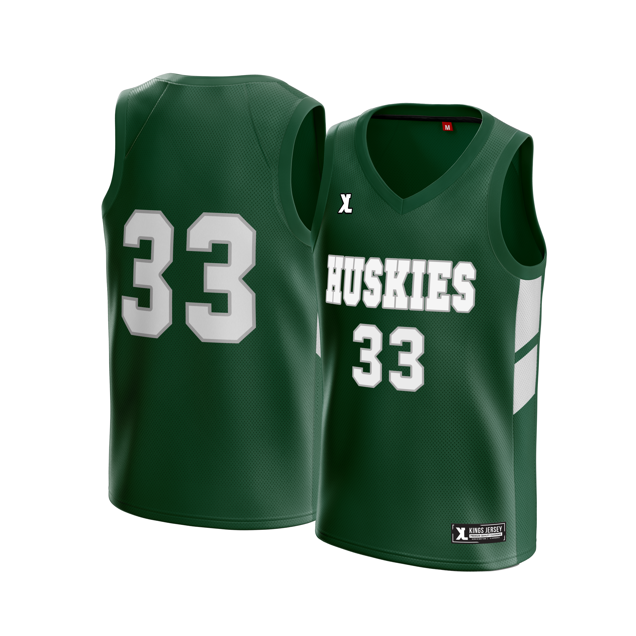 Malik Muhammad ELAC Huskies Green Jersey featuring number 33 and Huskies logo, perfect for fans.