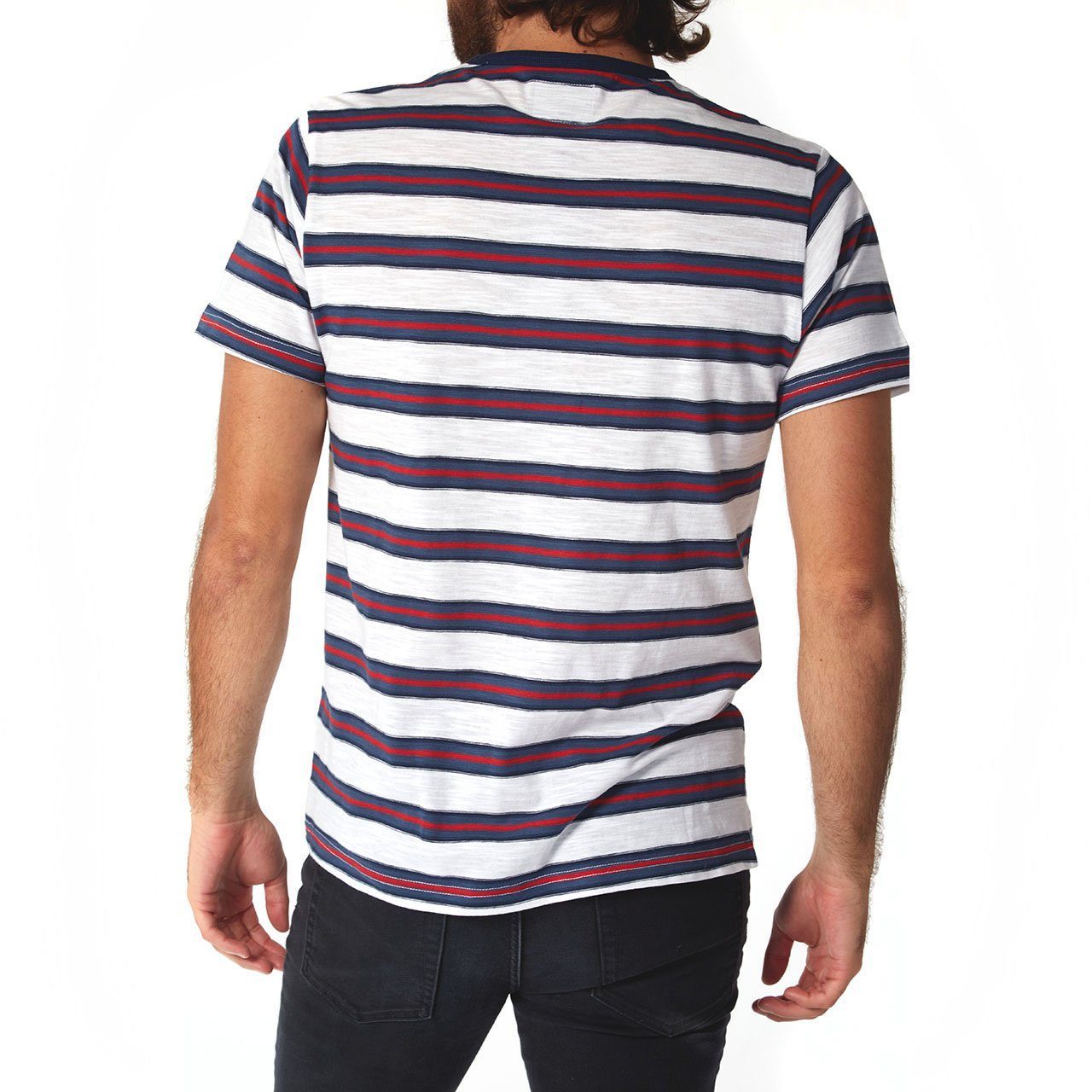 Mateo Striped Tee featuring short sleeves and a crew neck design, made from 100% cotton in eco-friendly factory.