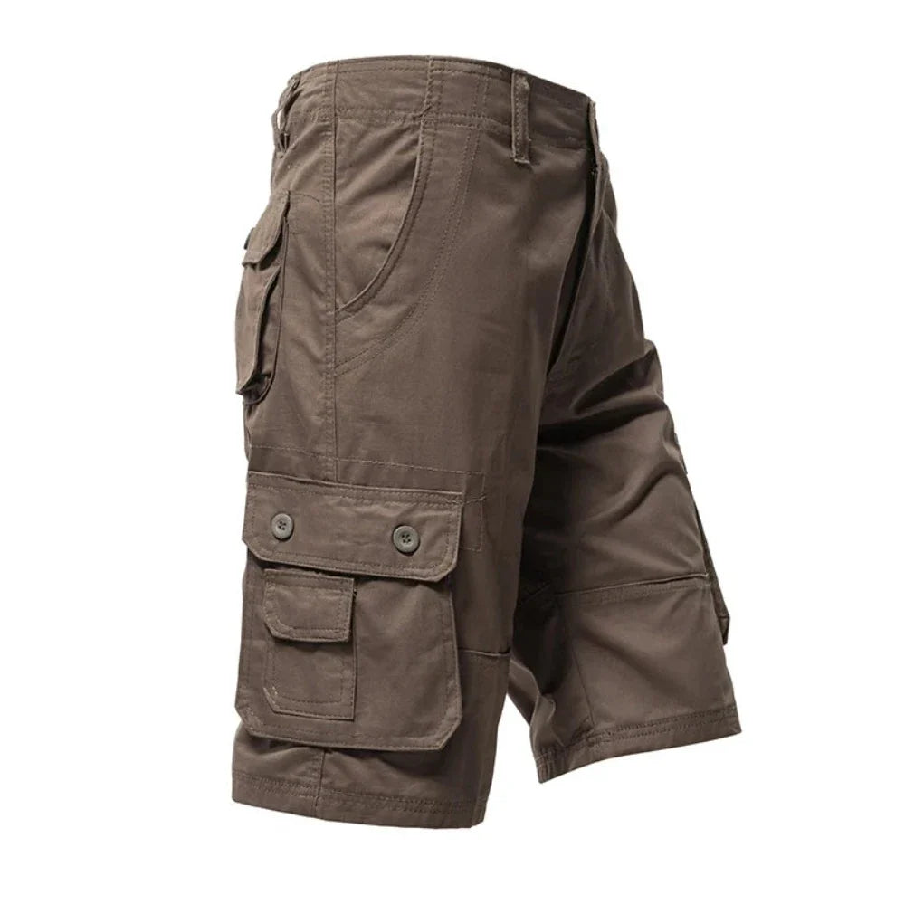 Men's Casual Cargo Shorts in various colors with side pockets, showcasing comfort and style.