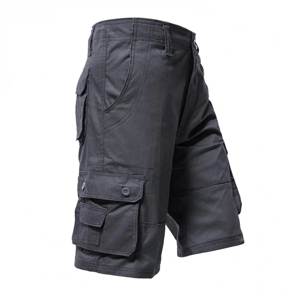 Men's Casual Cargo Shorts in various colors with side pockets, showcasing comfort and style.