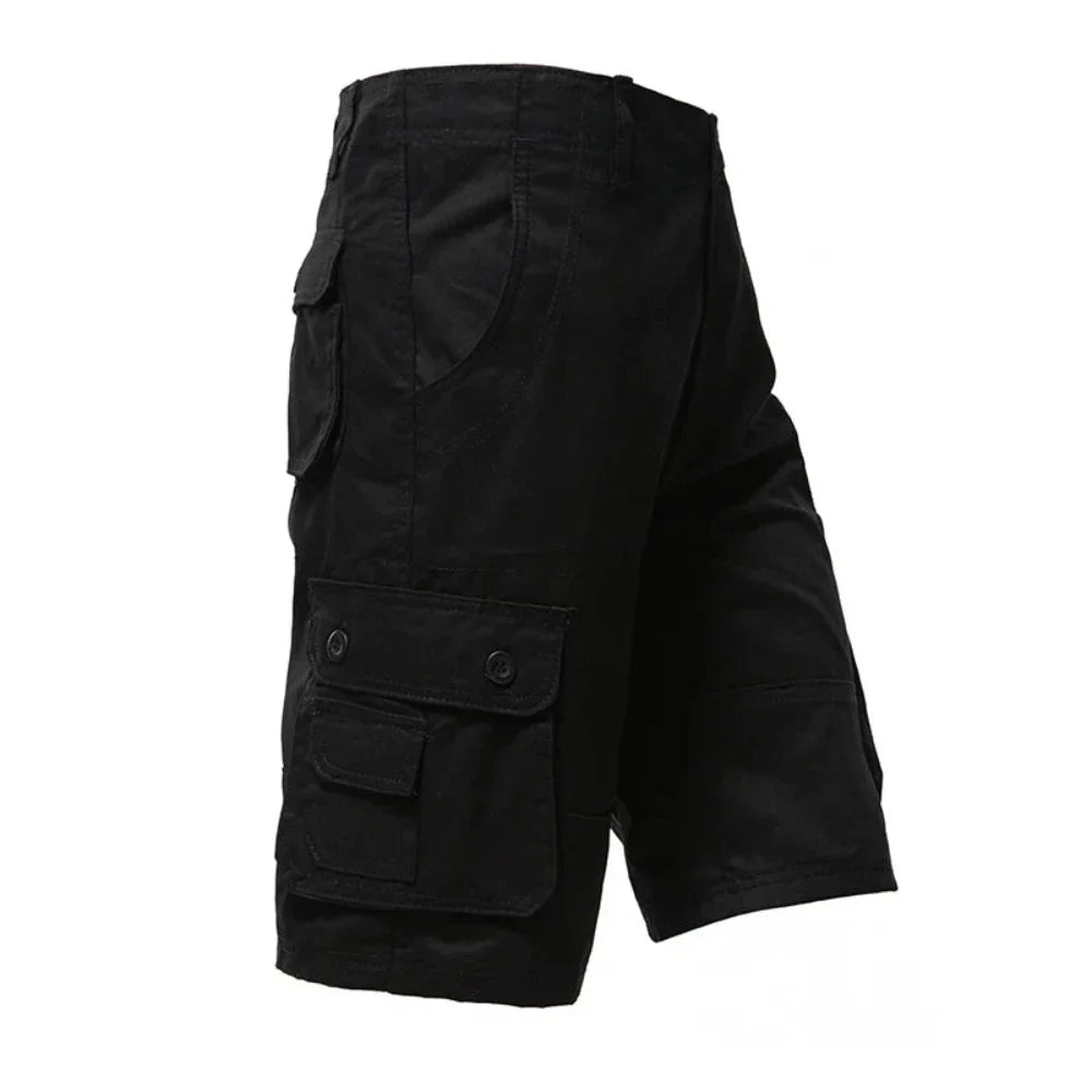 Men's Casual Cargo Shorts in various colors with side pockets, showcasing comfort and style.