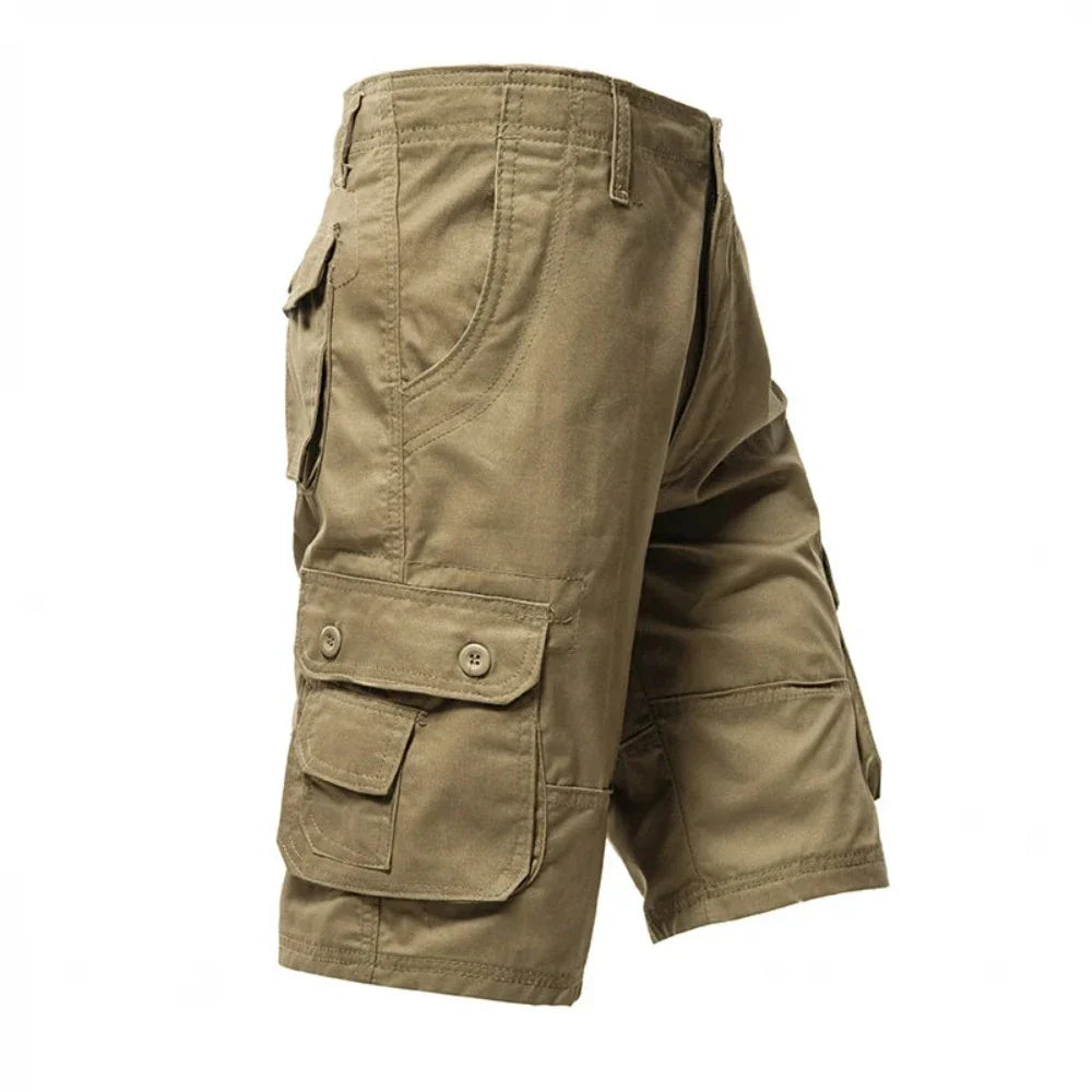 Men's Casual Cargo Shorts in various colors with side pockets, showcasing comfort and style.