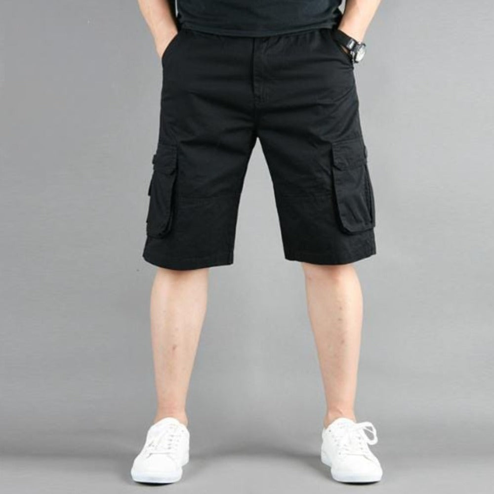 Men's Casual Cargo Shorts in various colors with side pockets, showcasing comfort and style.