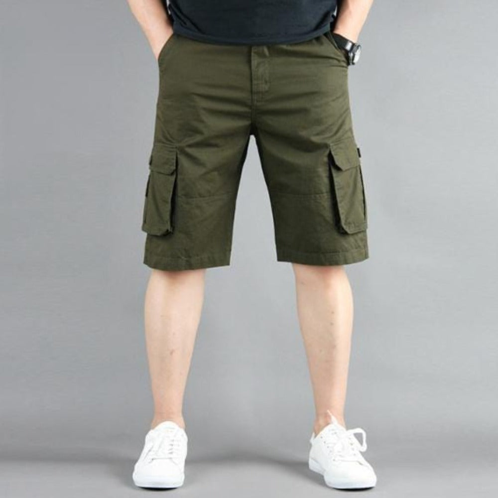 Men's Casual Cargo Shorts in various colors with side pockets, showcasing comfort and style.