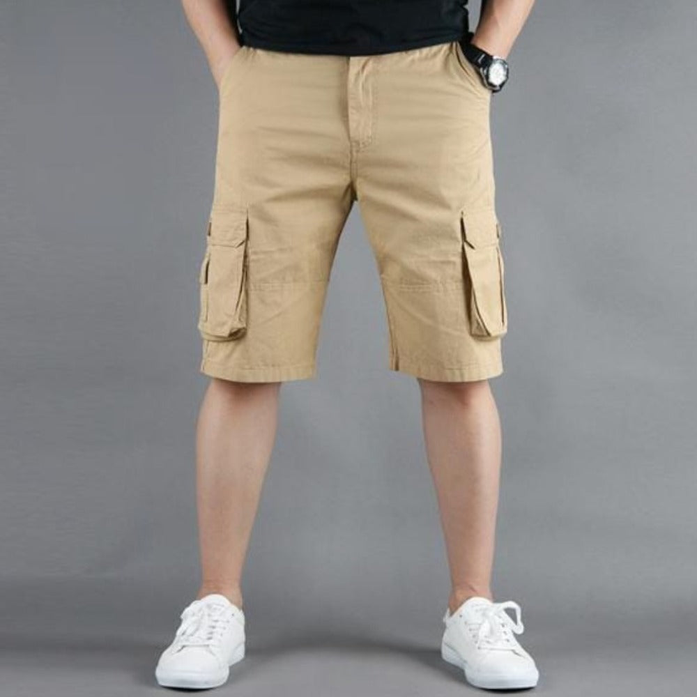 Men's Casual Cargo Shorts in various colors with side pockets, showcasing comfort and style.