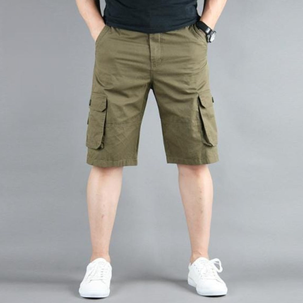 Men's Casual Cargo Shorts in various colors with side pockets, showcasing comfort and style.