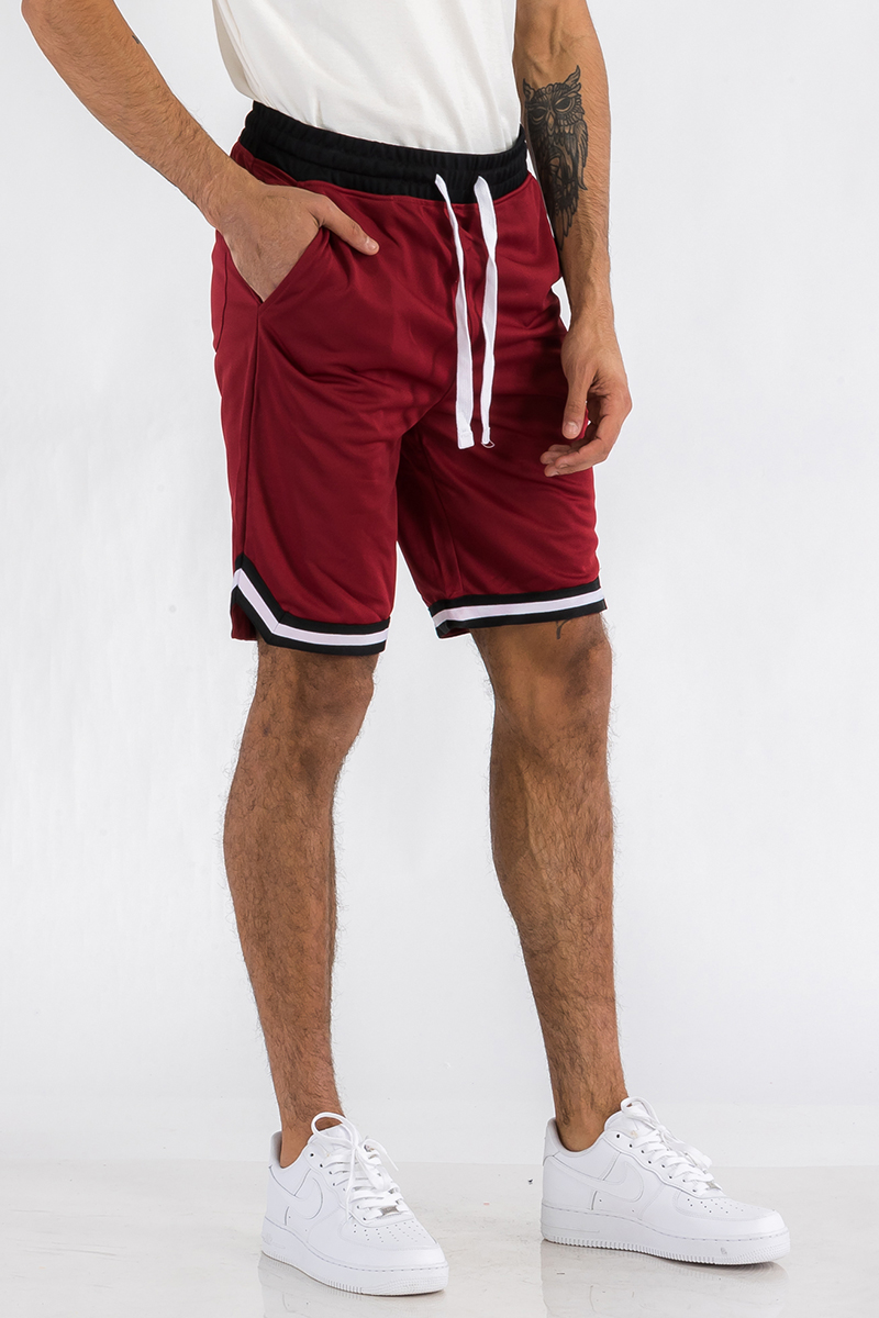 Men's Striped Basketball Active Jordan Shorts featuring an elastic waistband, drawstring, and stylish stripes.