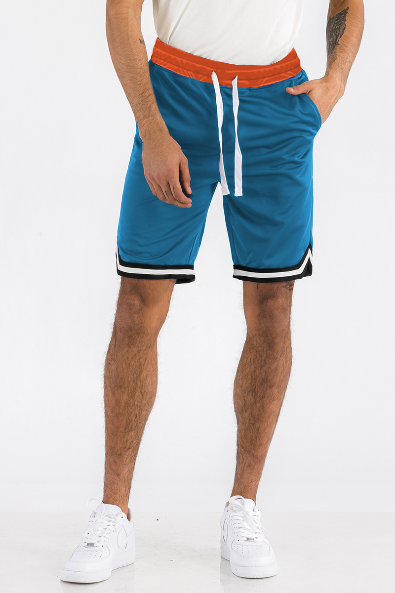 Mens Striped Basketball Active Jordan Shorts featuring an elastic waistband, drawstring, and stylish striped design.