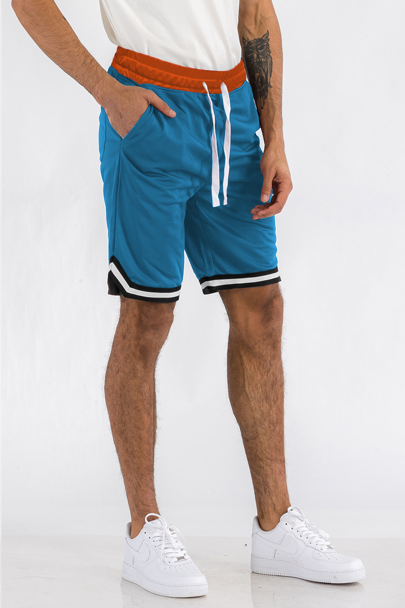 Mens Striped Basketball Active Jordan Shorts featuring an elastic waistband, drawstring, and stylish striped design.