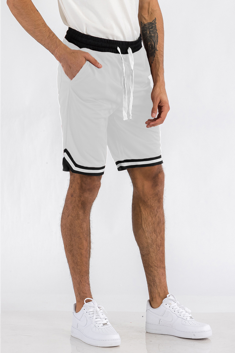 Men's Striped Basketball Active Jordan Shorts featuring an elastic waistband, drawstring, and stylish striped design.