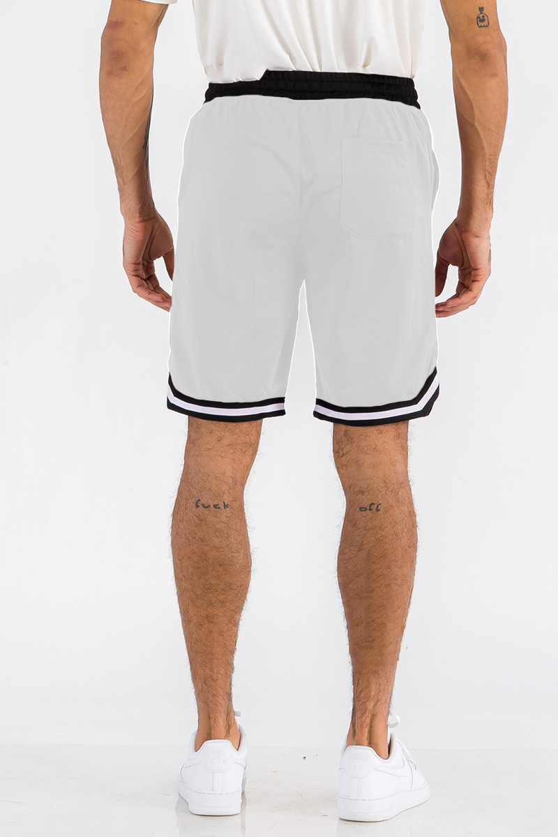 Men's Striped Basketball Active Jordan Shorts featuring an elastic waistband, drawstring, and stylish striped design.