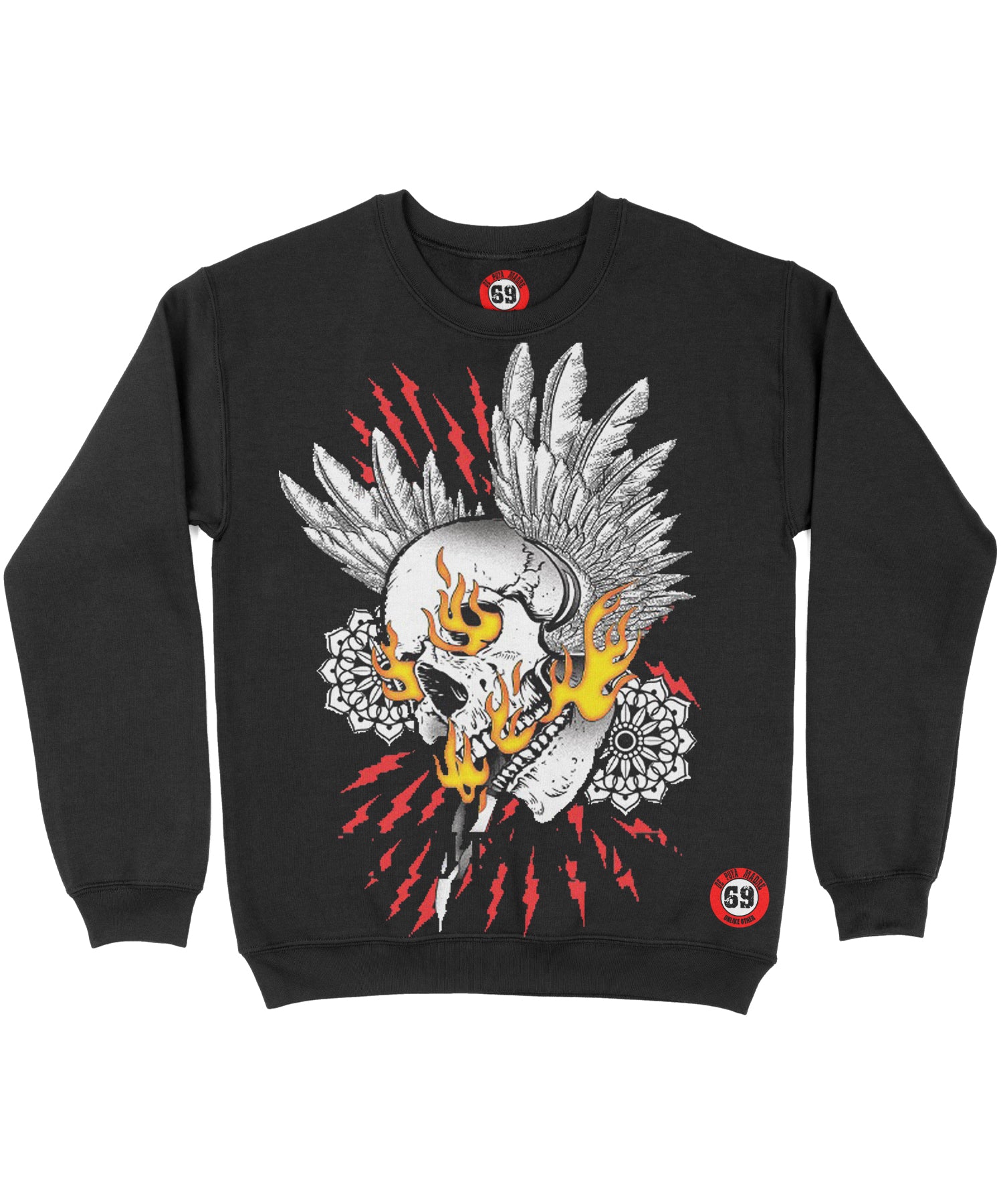 Men's sweatshirt featuring a unique Angel Skull design, showcasing high-quality craftsmanship and vibrant prints.