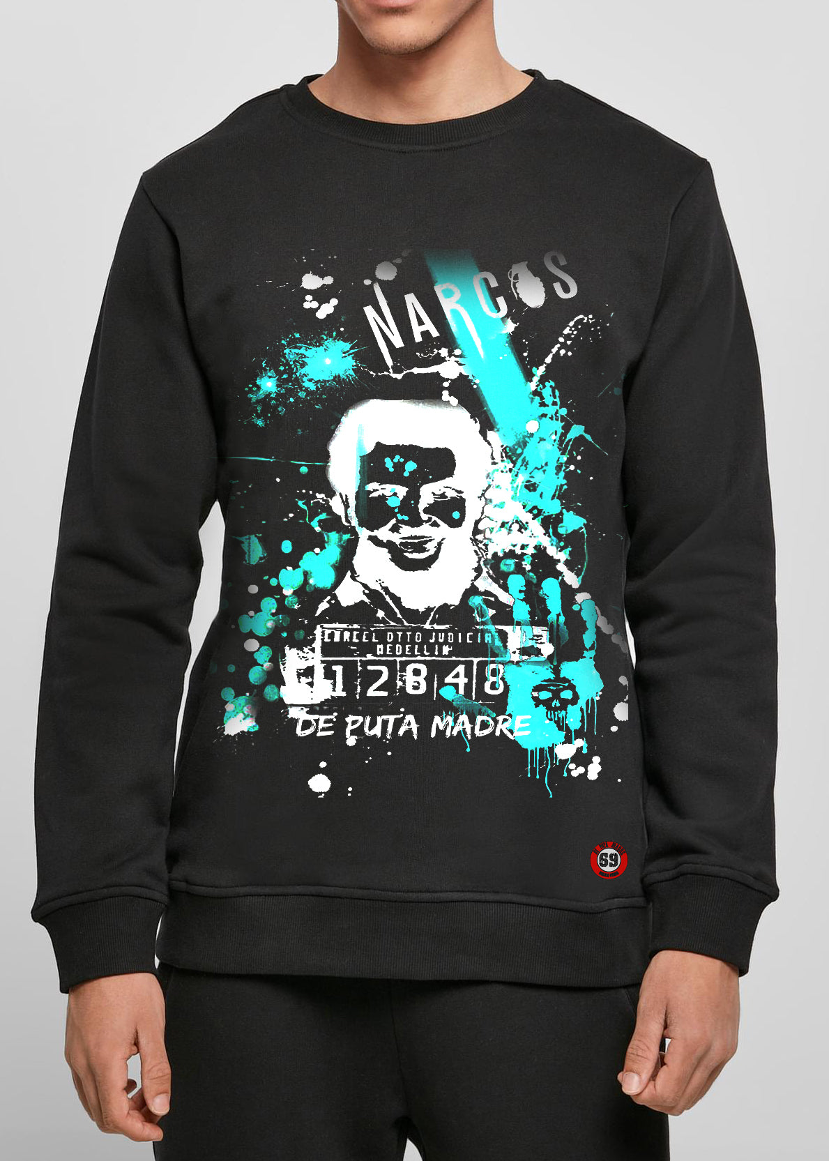 Men's sweatshirt featuring a bold Narcos print, showcasing Italian craftsmanship and stylish design.