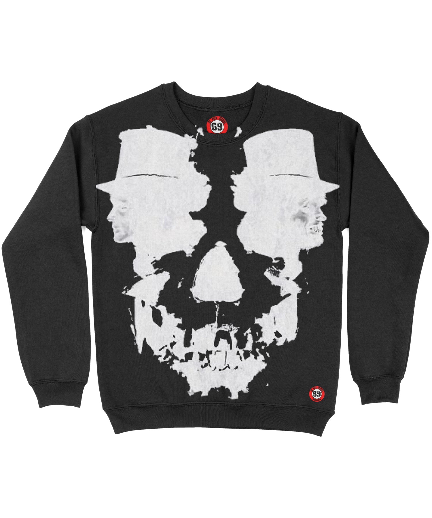 Men's sweatshirt design The Skulls featuring unique handmade prints and the original DPM69 logo, crafted from high-quality jersey cotton.