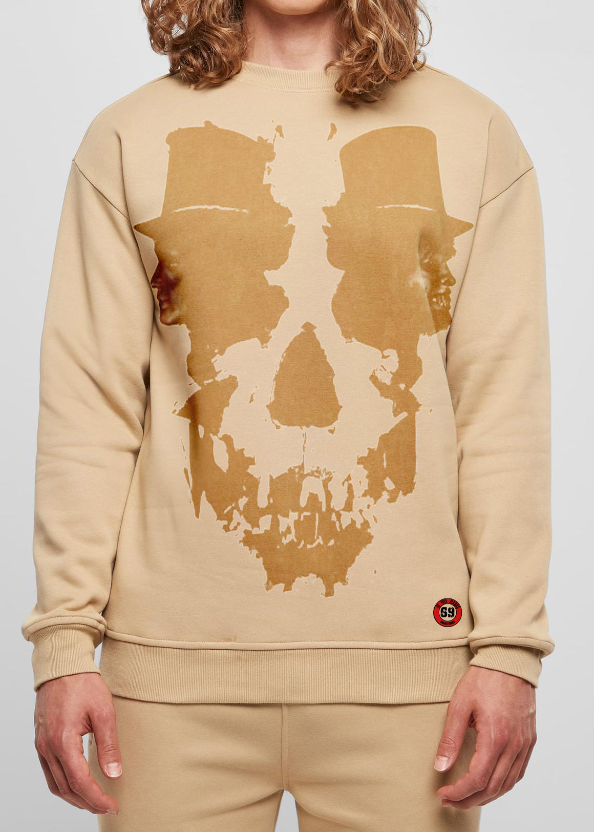 Men's sweatshirt design The Skulls featuring unique handmade prints and the original DPM69 logo, crafted from high-quality jersey cotton.