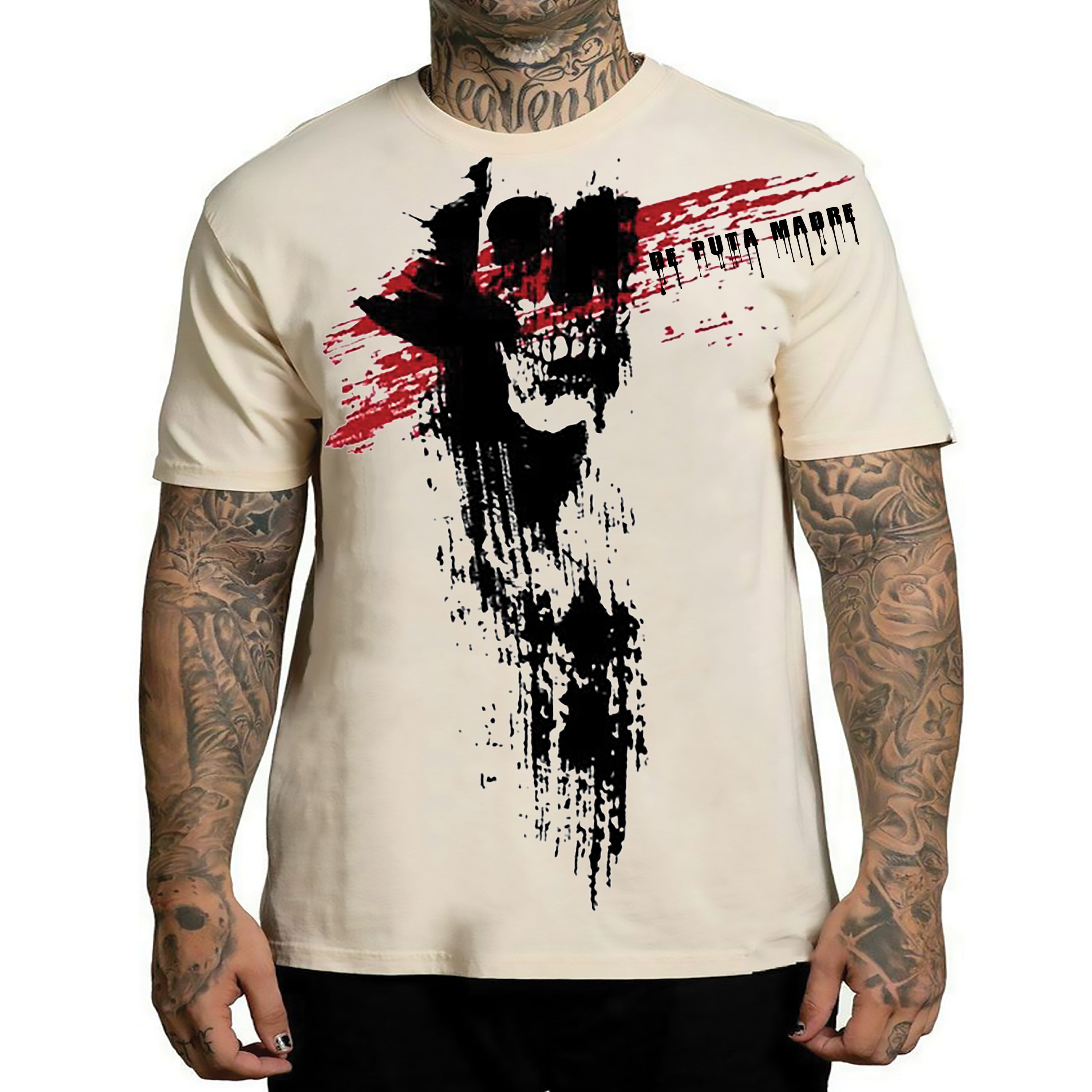 Men's short-sleeved t-shirt featuring a trendy skull print, made from 100% jersey cotton with high-quality finishing.