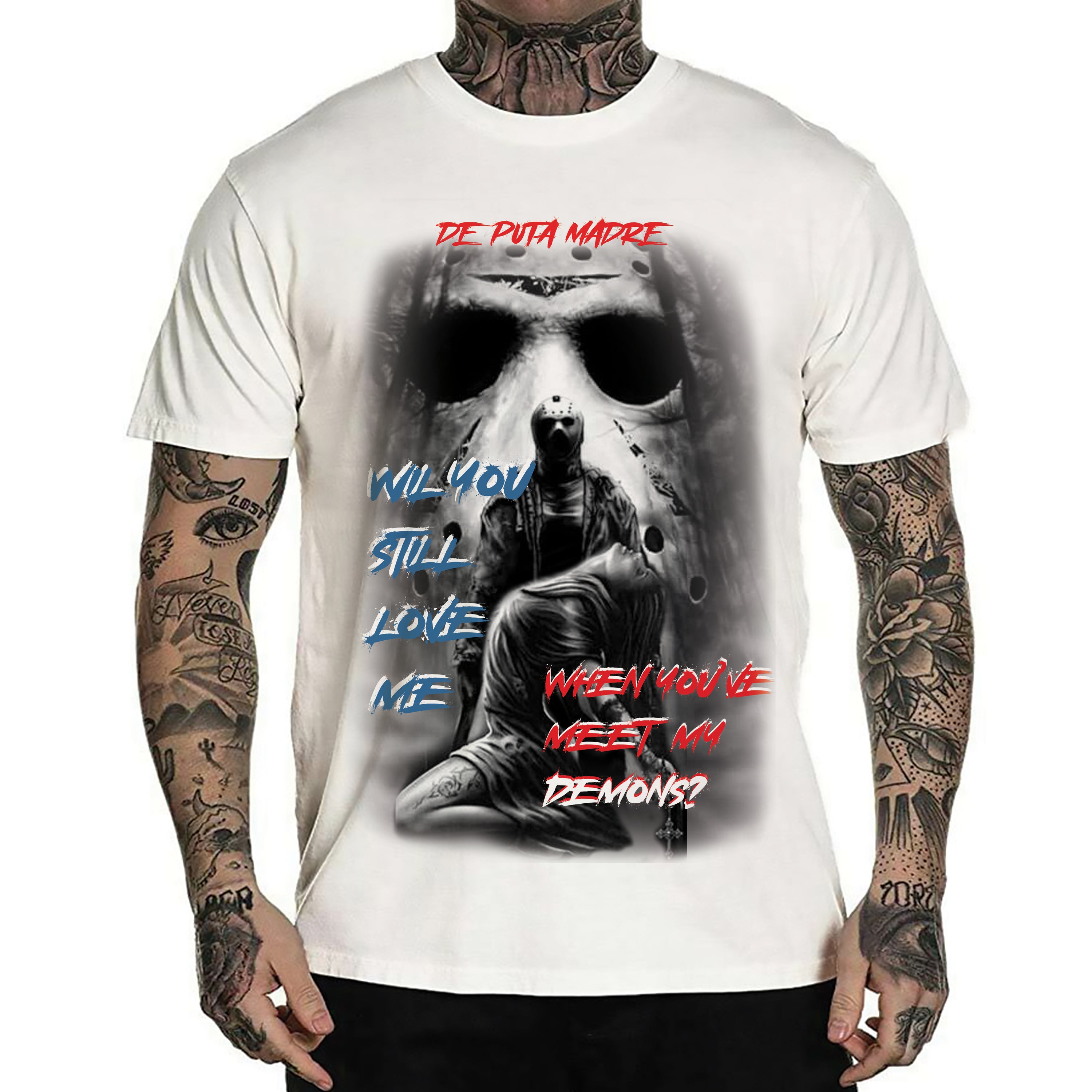 Men's crew-neck t-shirt featuring a bold skull print design, showcasing high-quality craftsmanship and trendy style.