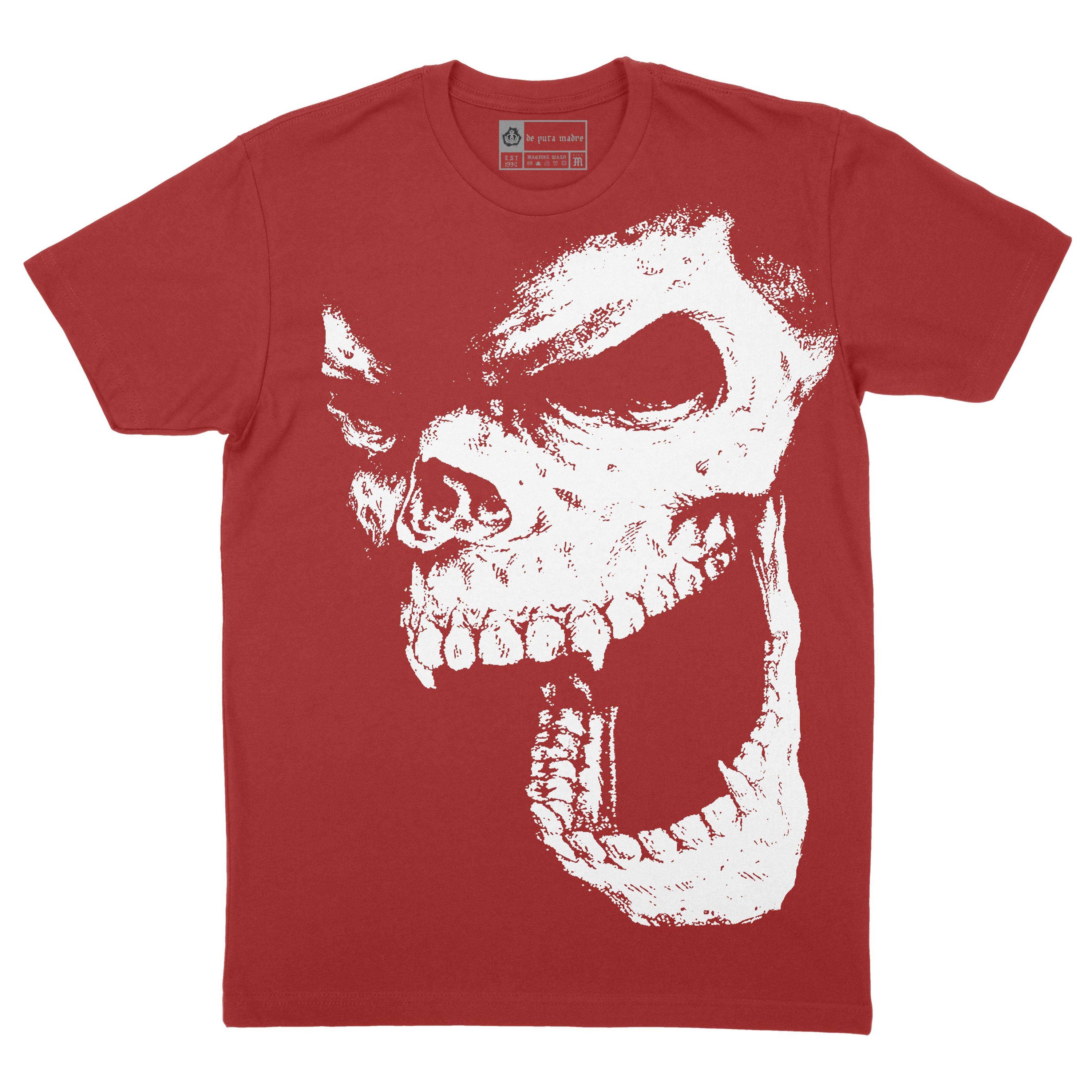 Men's T-Shirt design One Eight Seven featuring a trendy skull print on a soft jersey cotton fabric, showcasing front and back designs.