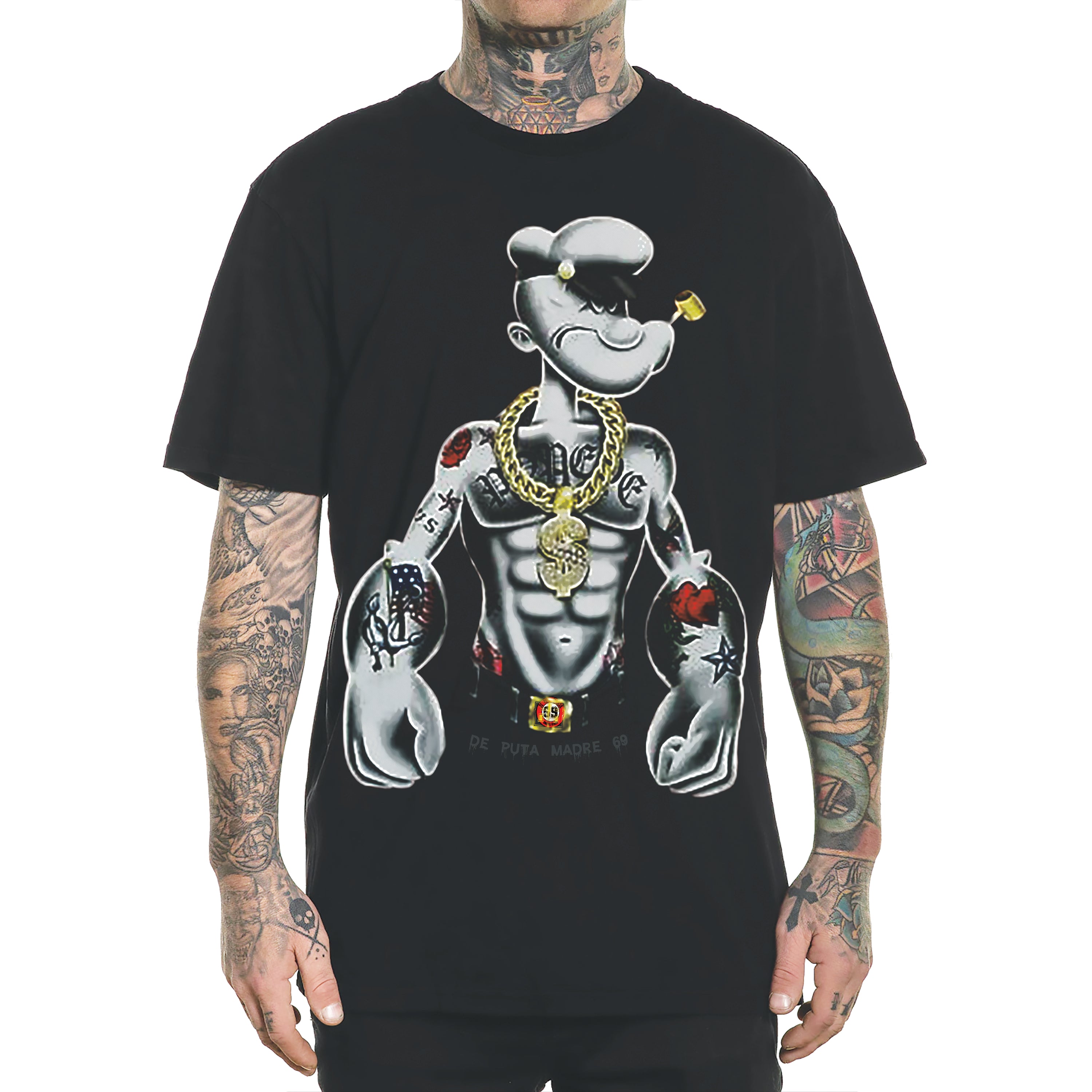 Men's T-Shirt featuring a vibrant Popeye design, crafted from high-quality cotton with a durable print.