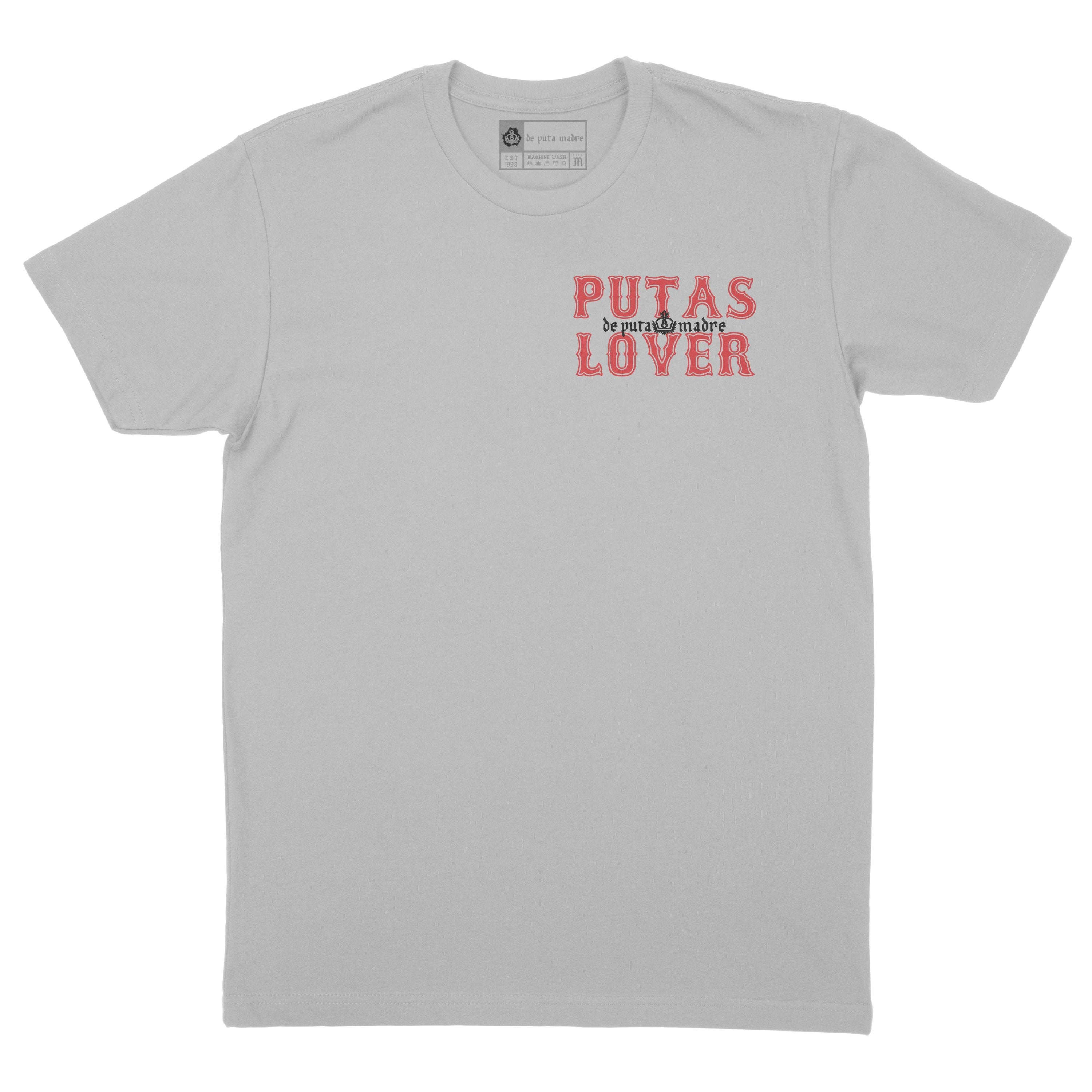 Men's T-Shirt design P*tas Lover featuring trendy handmade prints, crew-neck style, and breathable jersey cotton material, made in Italy.