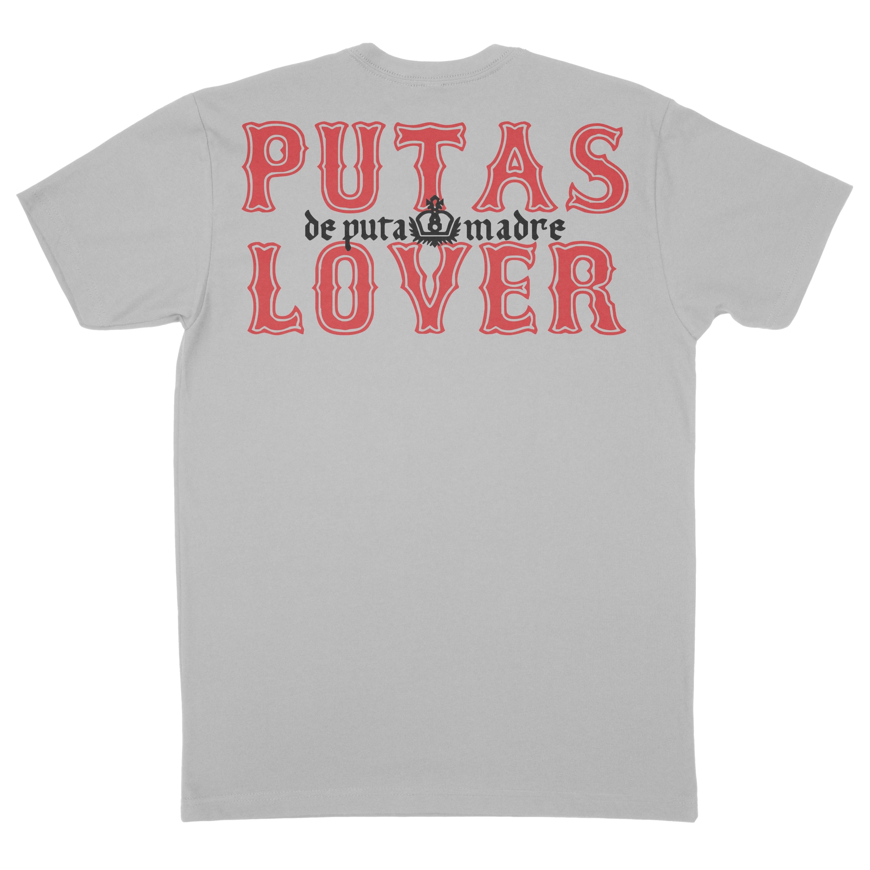 Men's T-Shirt design P*tas Lover featuring trendy handmade prints, crew-neck style, and breathable jersey cotton material, made in Italy.