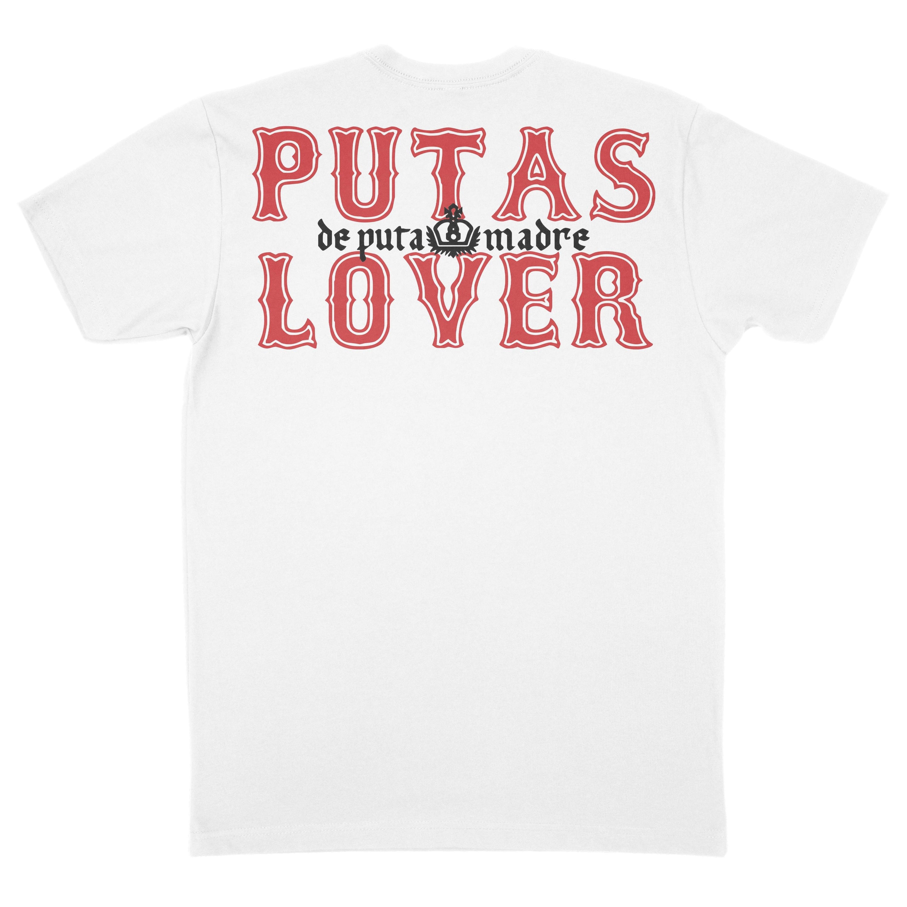 Men's T-Shirt design P*tas Lover featuring trendy handmade prints, crew-neck style, and breathable jersey cotton material, made in Italy.