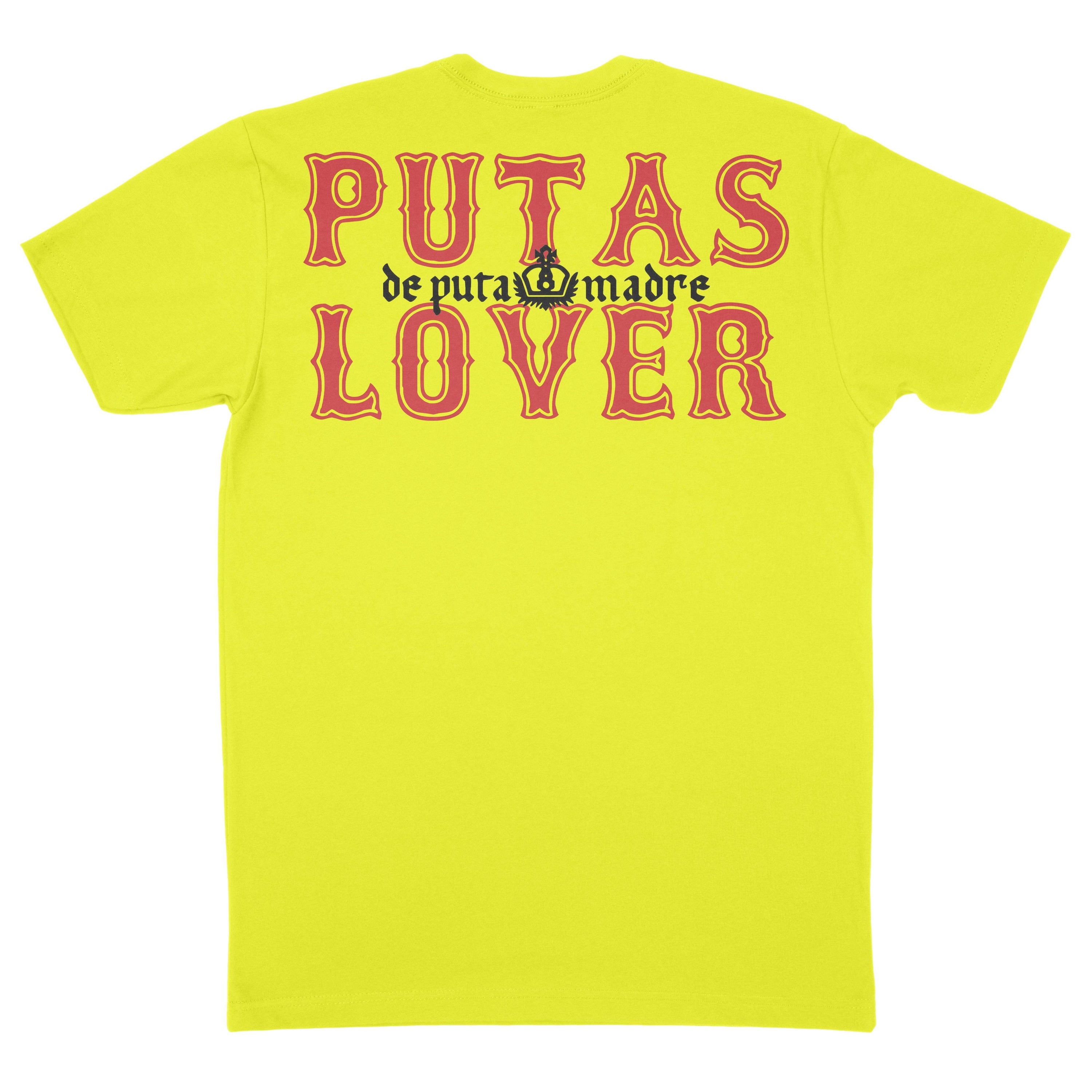 Men's T-Shirt design P*tas Lover featuring trendy handmade prints, crew-neck style, and breathable jersey cotton material, made in Italy.