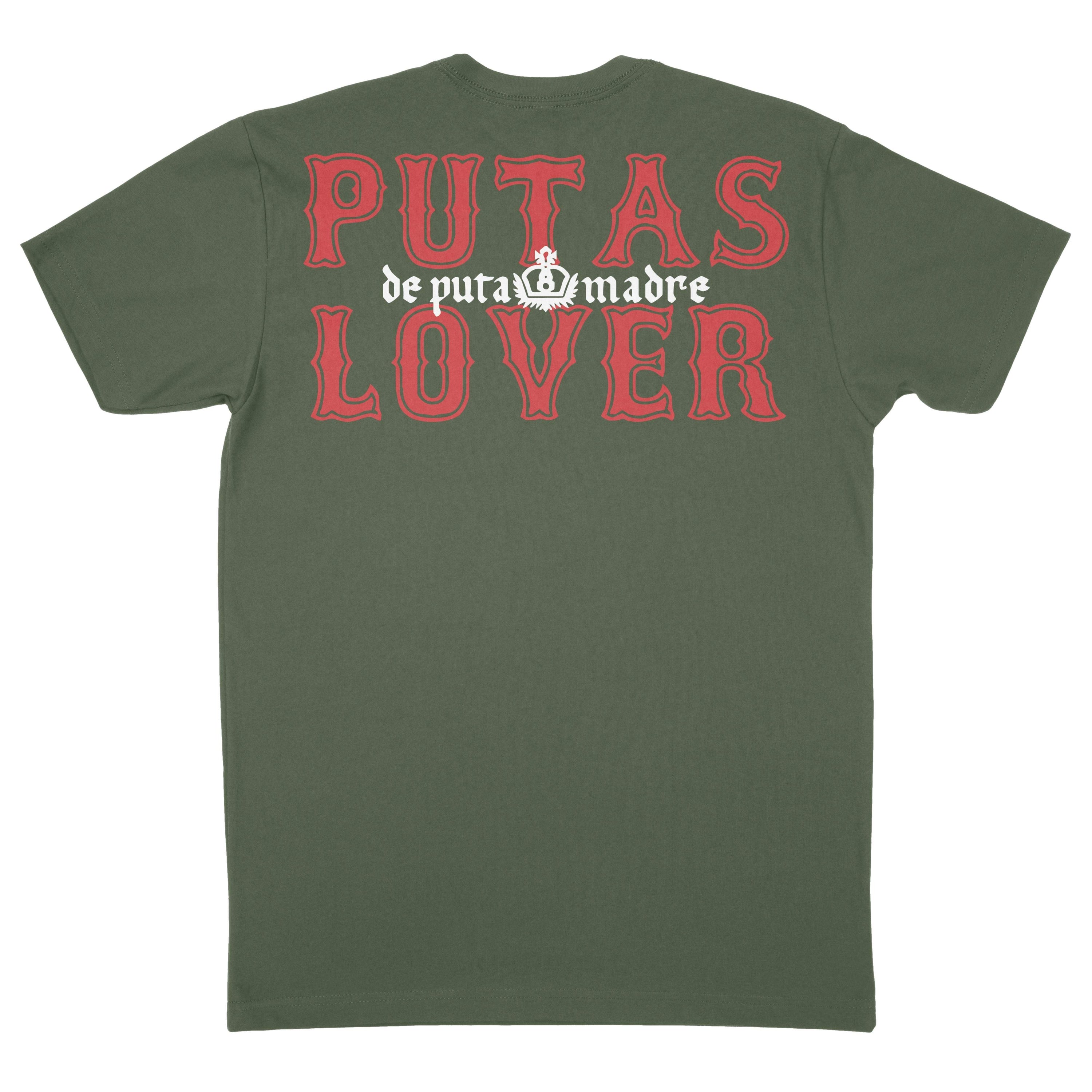 Men's T-Shirt design P*tas Lover featuring trendy handmade prints, crew-neck style, and breathable jersey cotton material, made in Italy.