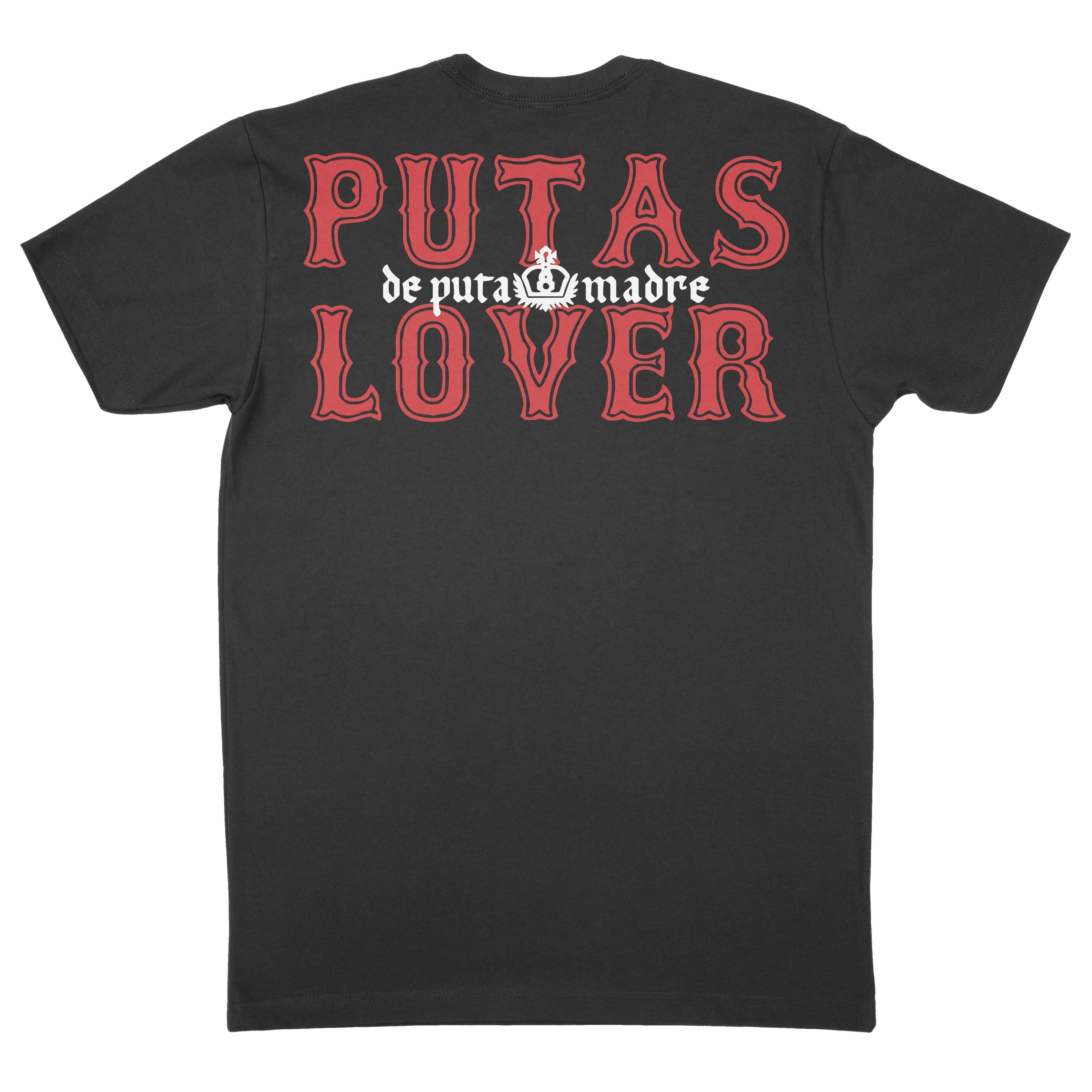 Men's T-Shirt design P*tas Lover featuring trendy handmade prints, crew-neck style, and breathable jersey cotton material, made in Italy.