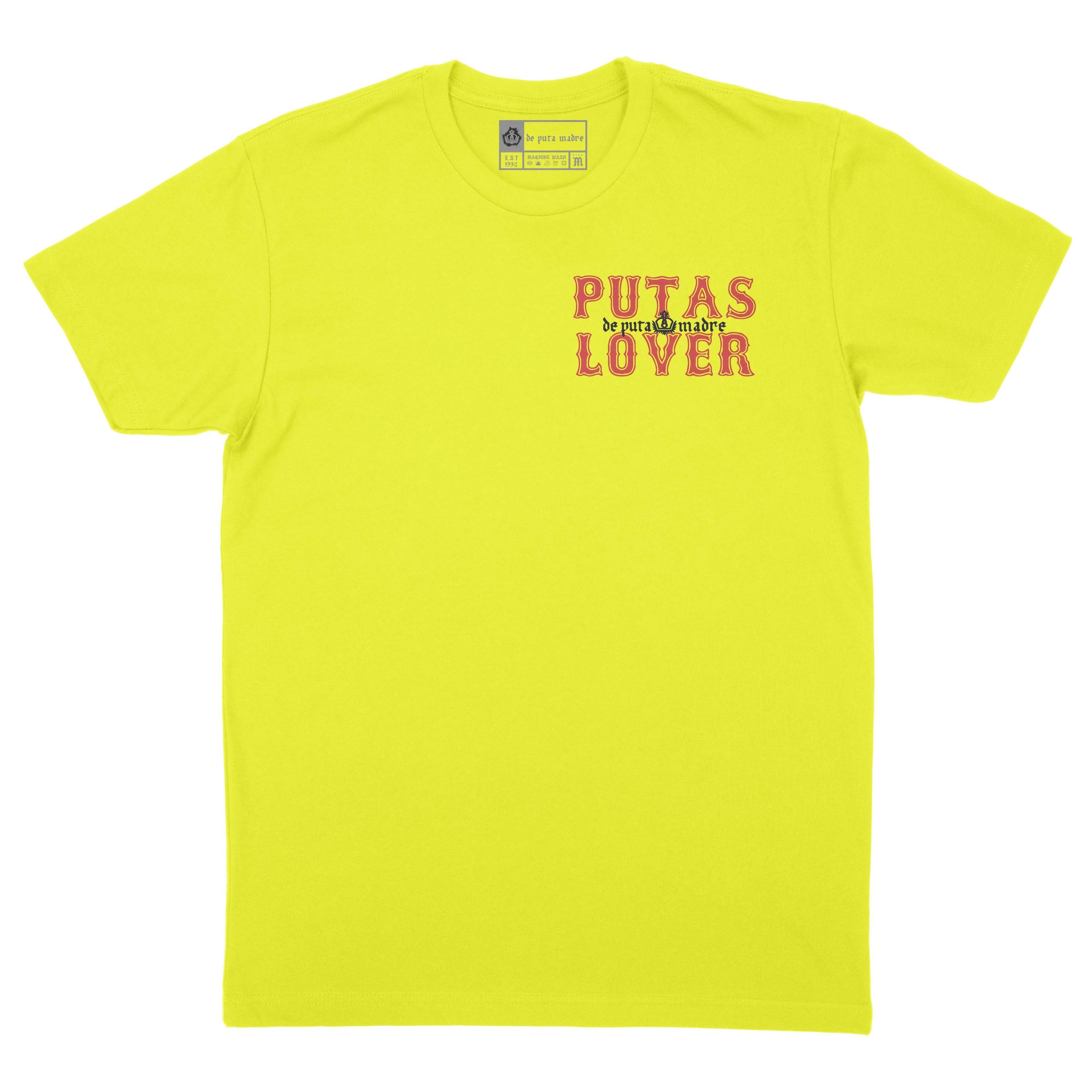 Men's T-Shirt design P*tas Lover featuring trendy handmade prints, crew-neck style, and breathable jersey cotton material, made in Italy.