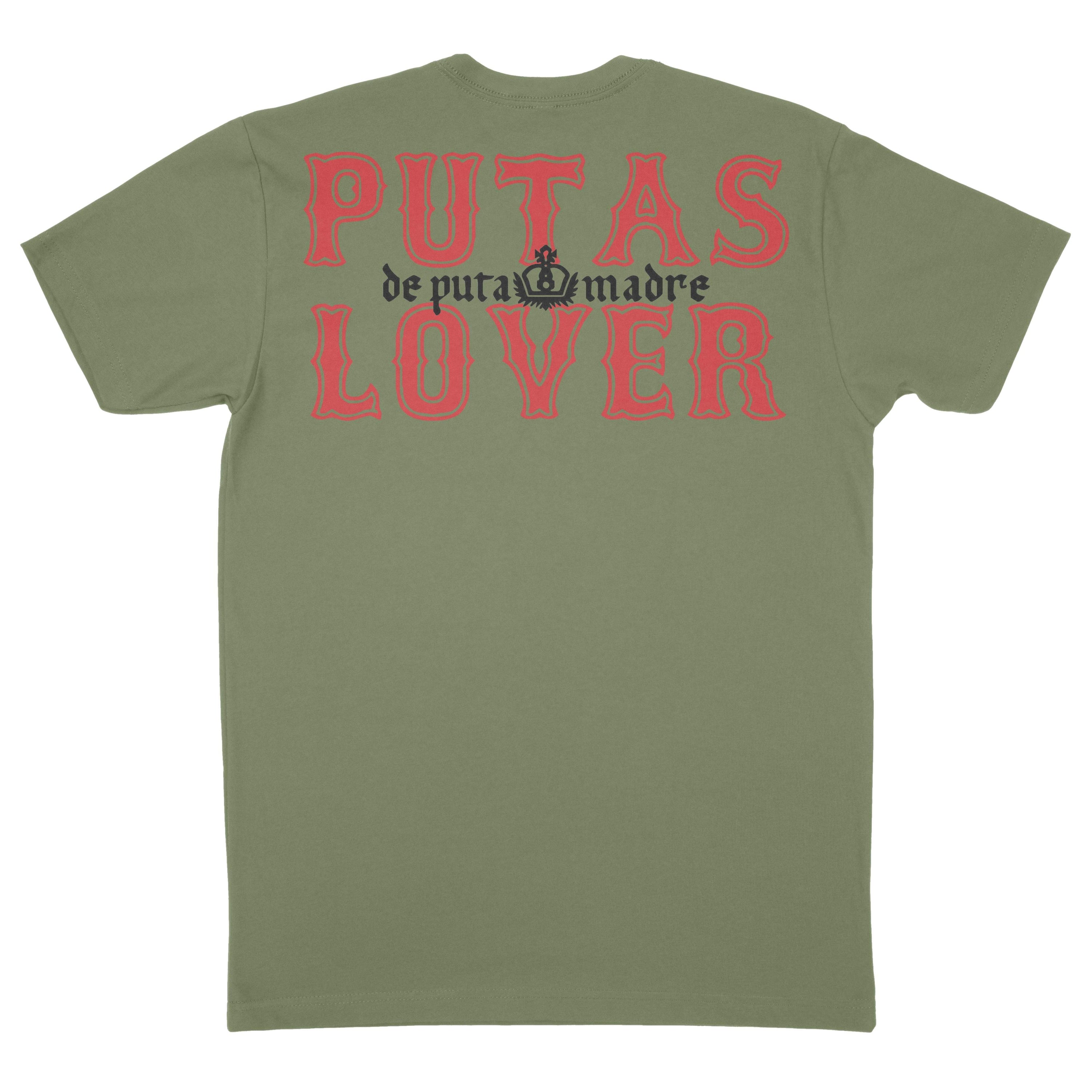 Men's T-Shirt design P*tas Lover featuring trendy handmade prints, crew-neck style, and breathable jersey cotton material, made in Italy.