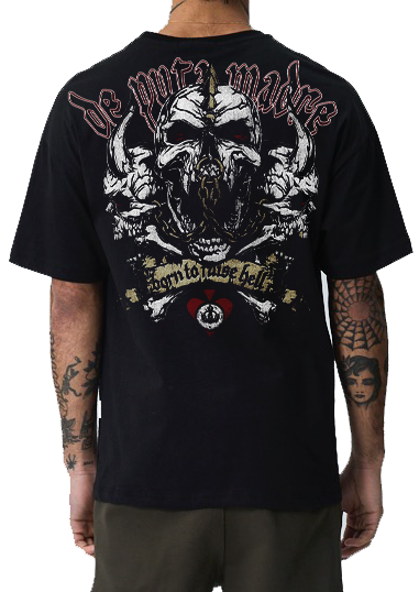 Men's short-sleeved t-shirt featuring a bold skull print, made from breathable jersey cotton, showcasing a trendy design.