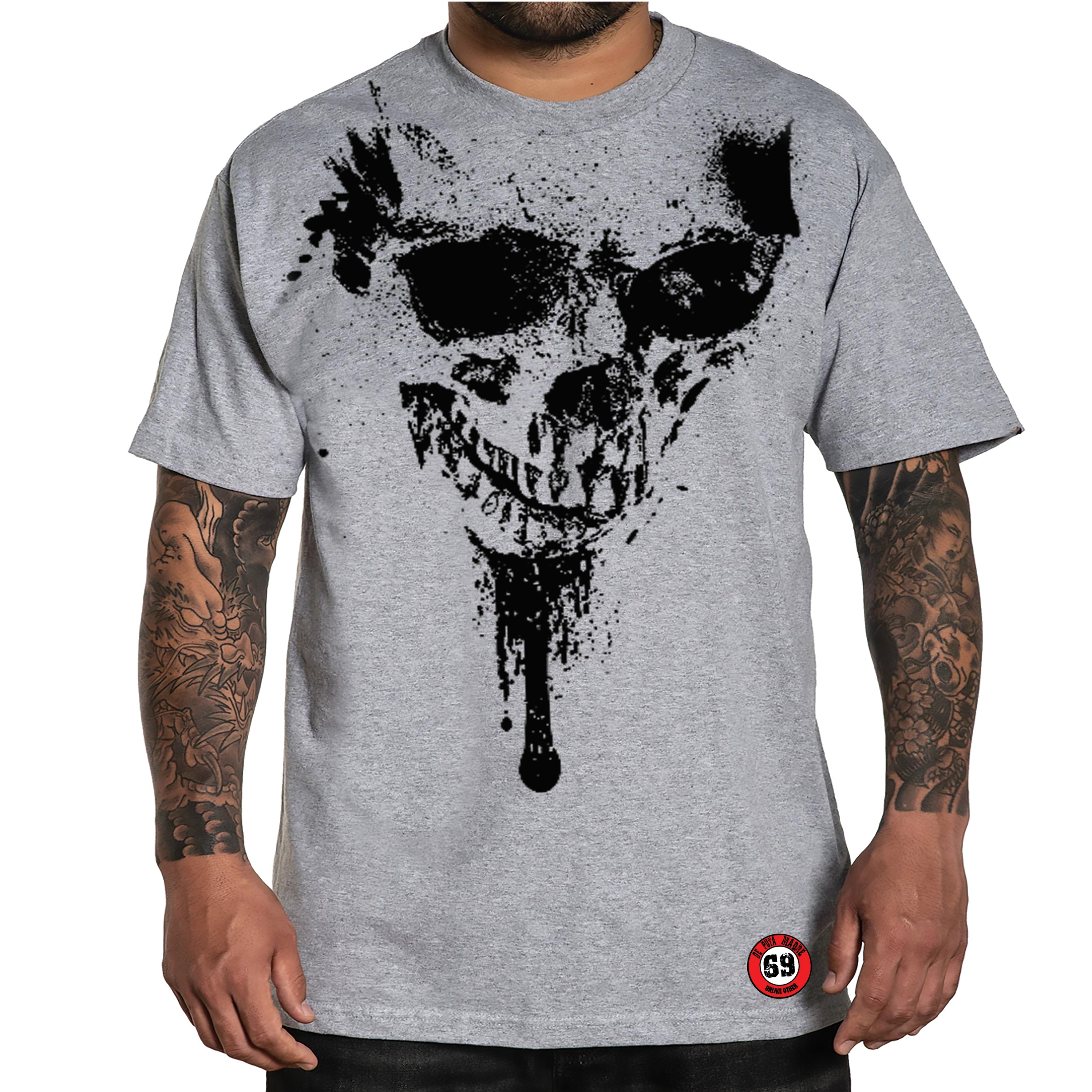 Men's short-sleeved crew-neck t-shirt featuring a unique Skull Print, made from 100% Jersey cotton with high-quality finishing.