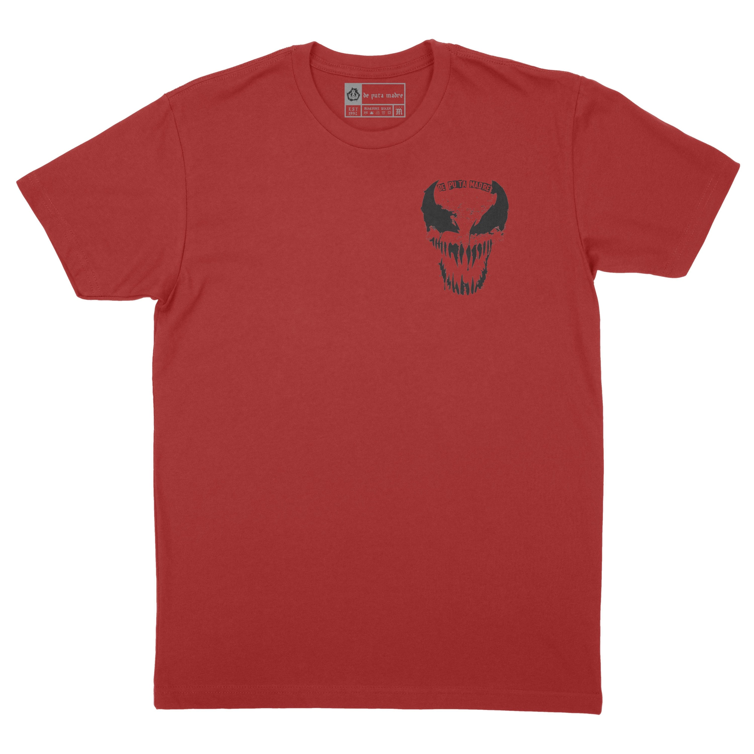 Men's crew-neck t-shirt featuring a trendy skull print, made from 100% jersey cotton, showcasing high-quality finishing and handmade designs.