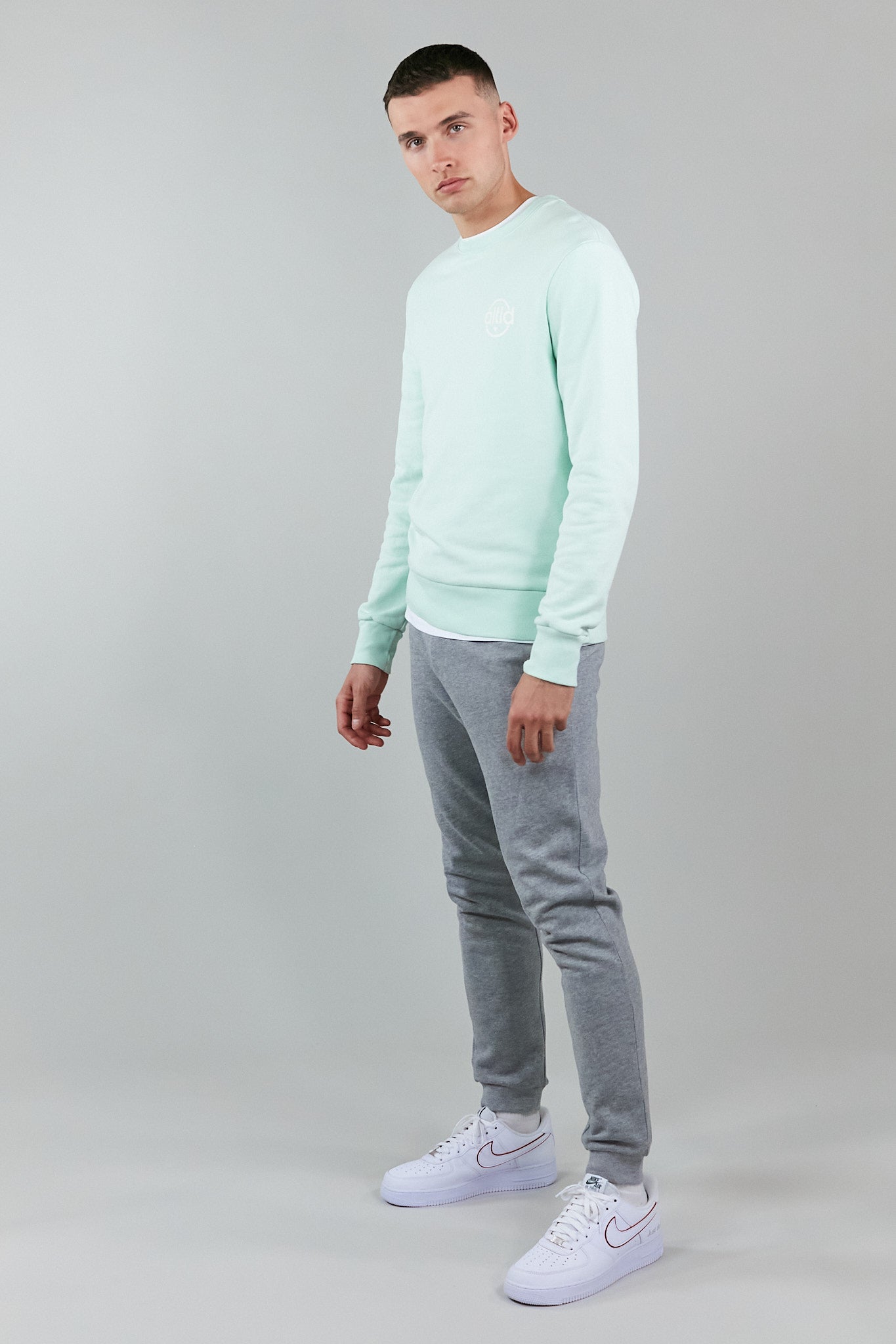 Mint graphic sweatshirt made from 100% organic cotton featuring altid logo on the chest, perfect for casual wear.