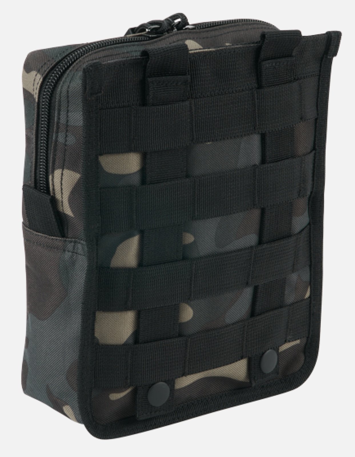 Molle Pouch Cross made from durable 600DEN polyester, featuring PALS fastening loops, high-quality zipper, and internal pockets for organization.