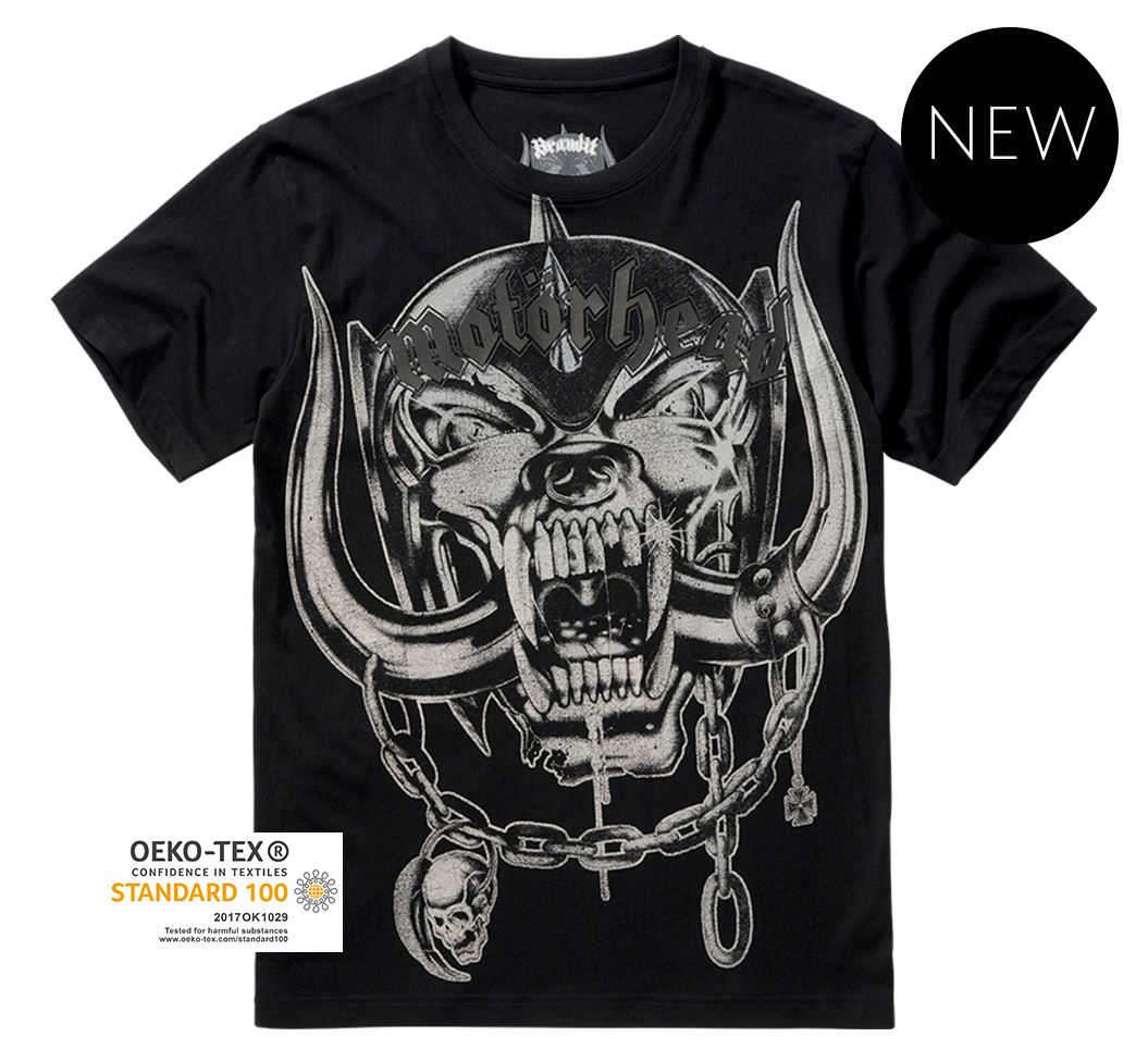 Motörhead T-Shirt featuring the Warpig print, made from 100% cotton, showcasing a bold and iconic design.