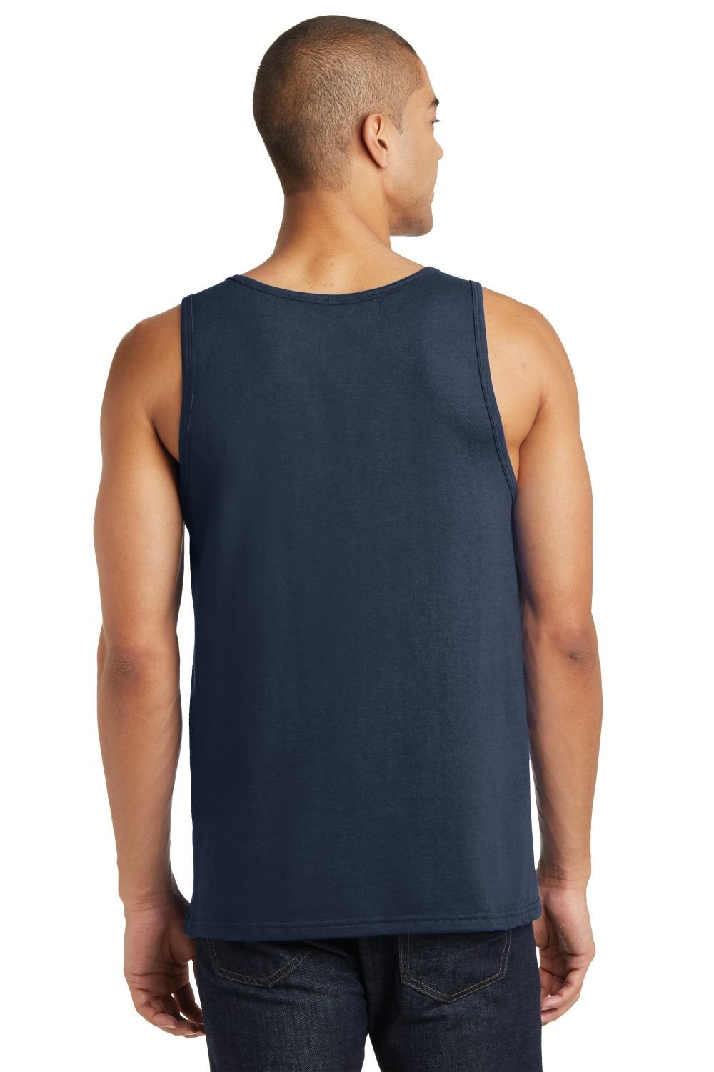 MOUNT SLOSHMORE Men's Navy Blue Tank featuring presidential-themed prints, perfect for summer celebrations.