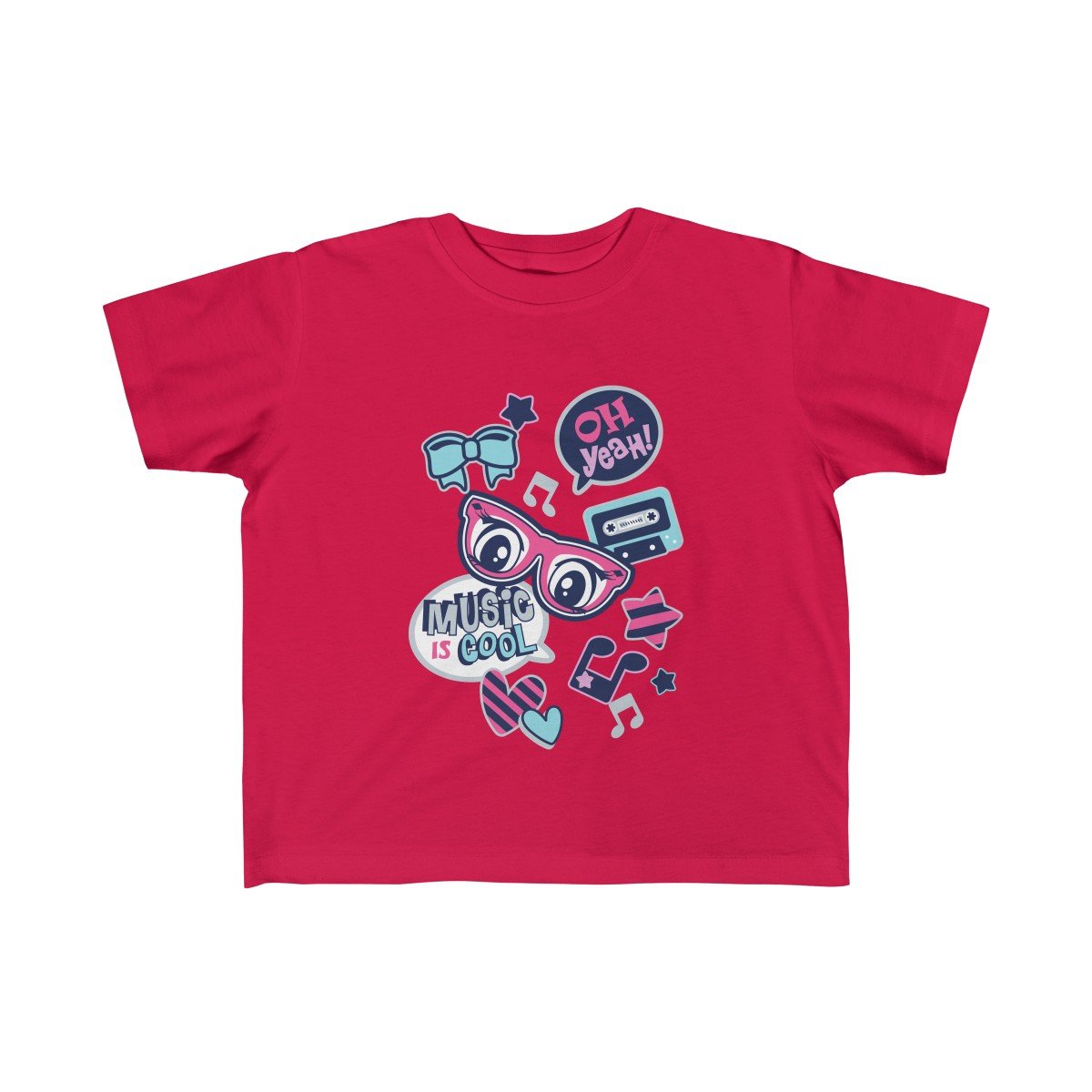 A soft and stylish Music is Cool Toddler Girls Tee featuring a durable print, perfect for active toddlers.