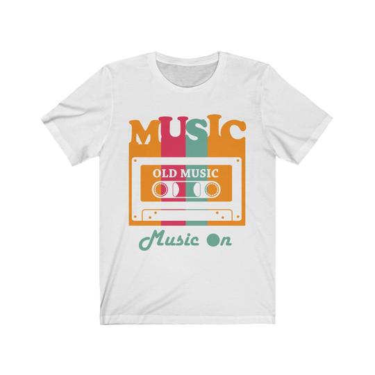 A stylish Music On T-Shirt made from 100% cotton, featuring a classic fit and available in various colors.