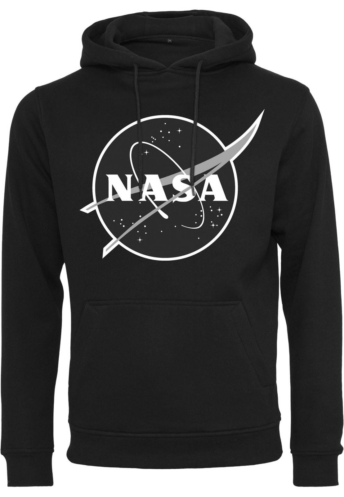 A stylish black hoodie featuring the iconic NASA insignia in white, perfect for space enthusiasts.