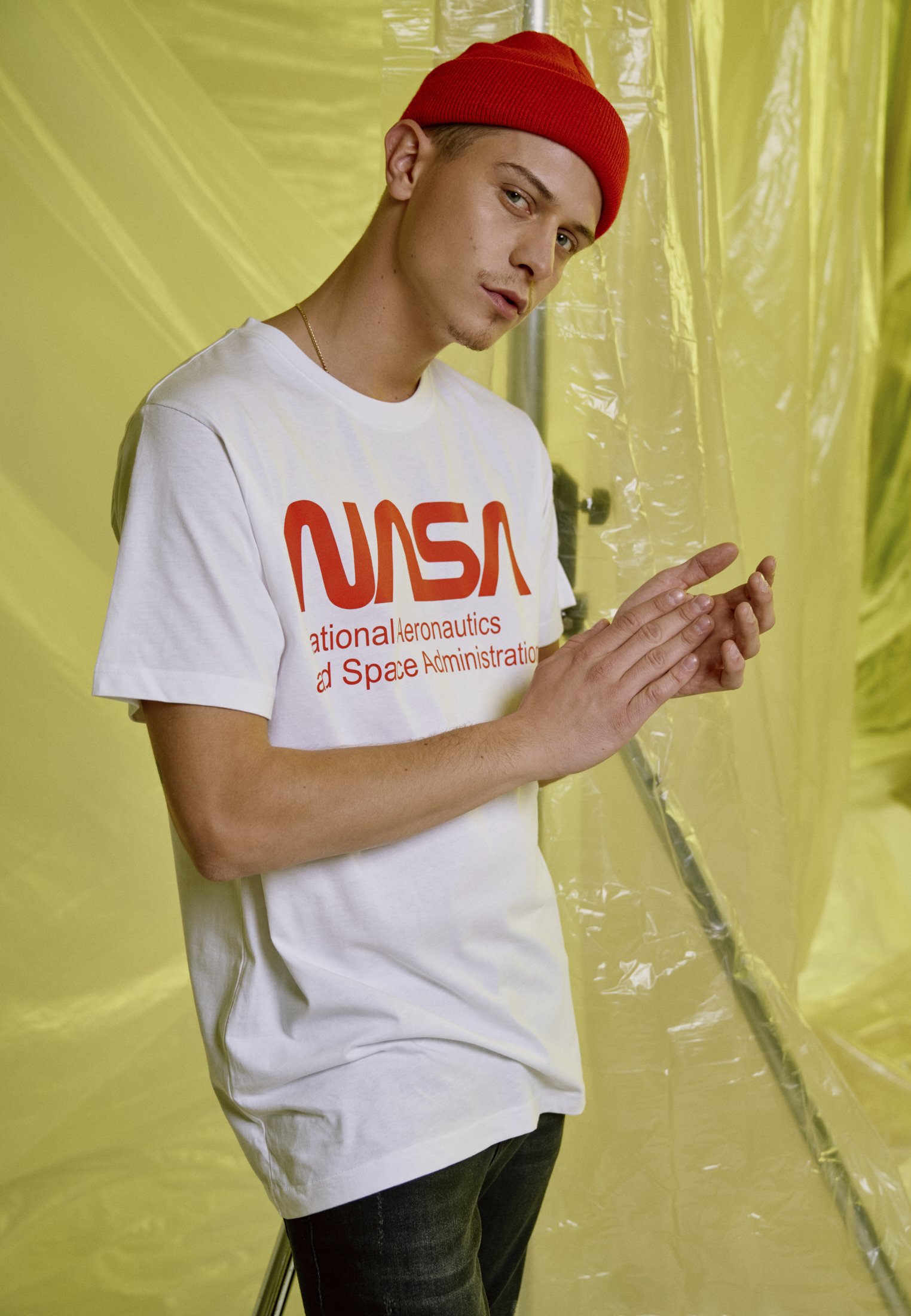 A comfortable NASA Wormlogo Tee made of 100% cotton featuring the iconic NASA worm logo in bold print.